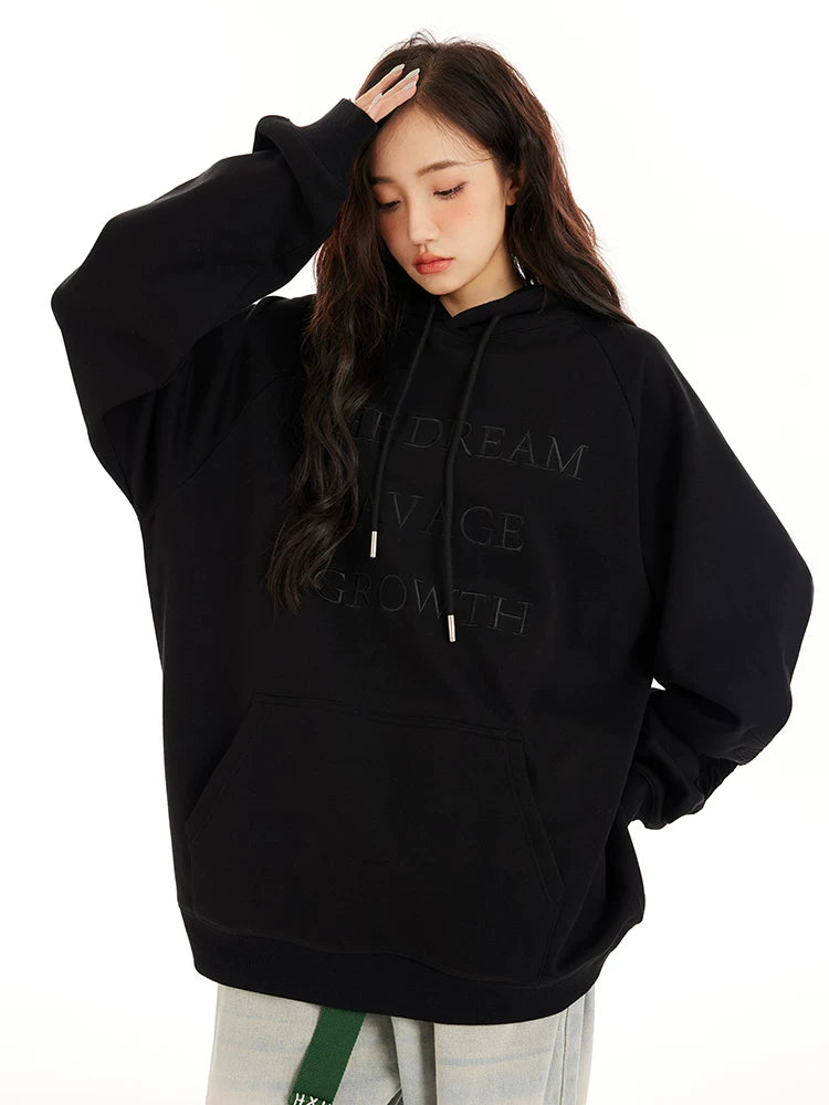 Embossed Lettering Oversized Pullover Hoodie