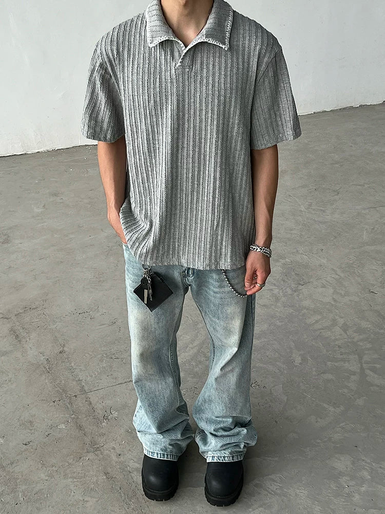 Edge Textured Knit Polo