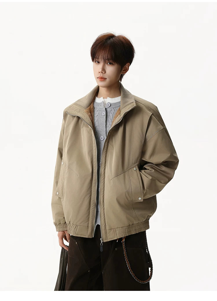 Sandstone Stand‑Collar Puffer Jacket