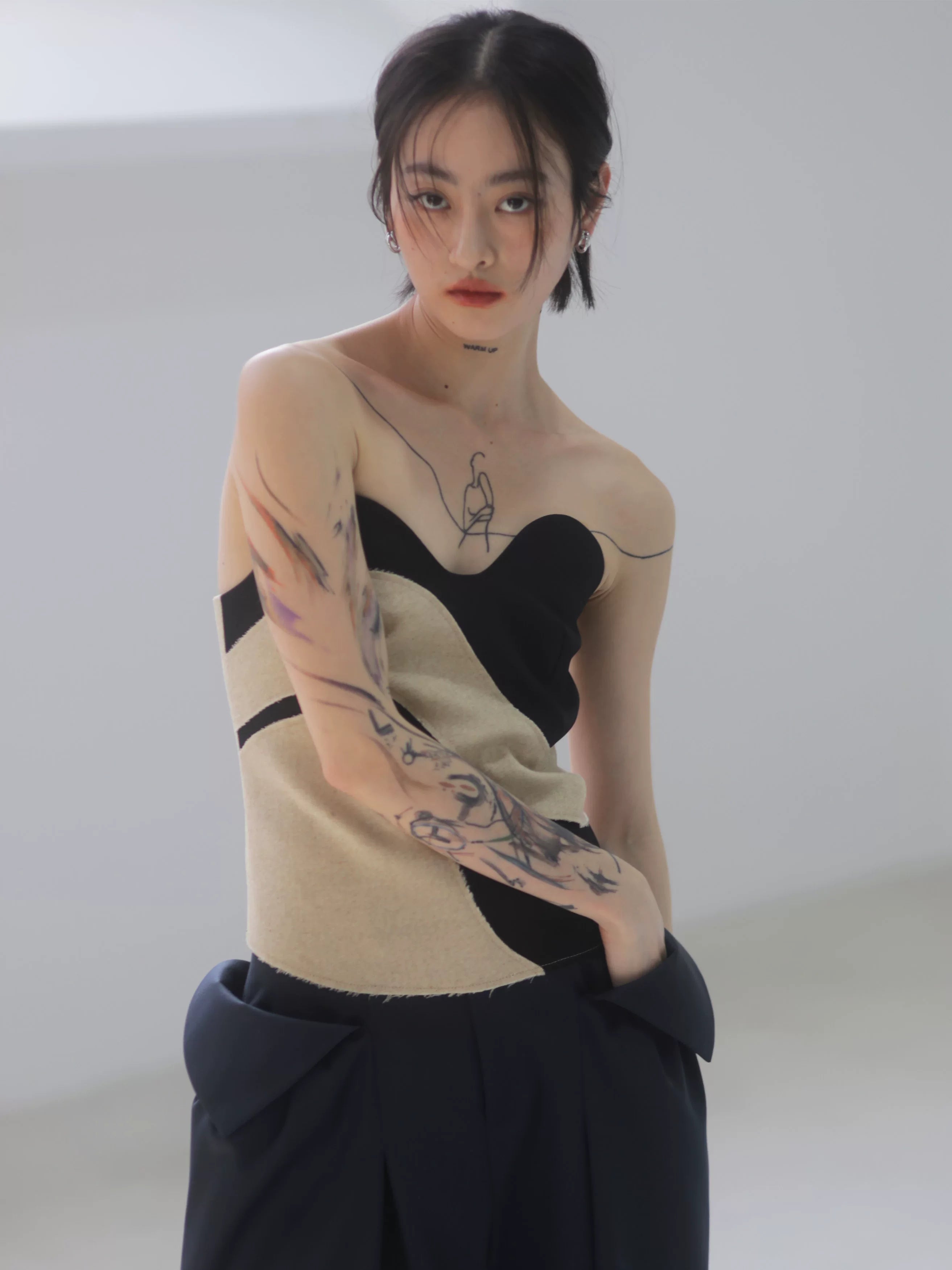 Ivory Wave Sculpted Bustier Top