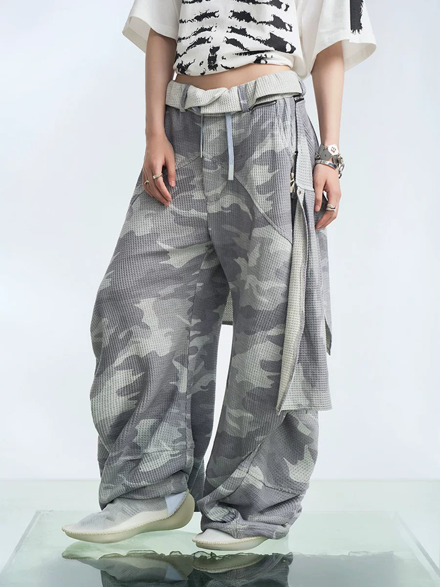 Layered Camouflage Balloon Sweatpants