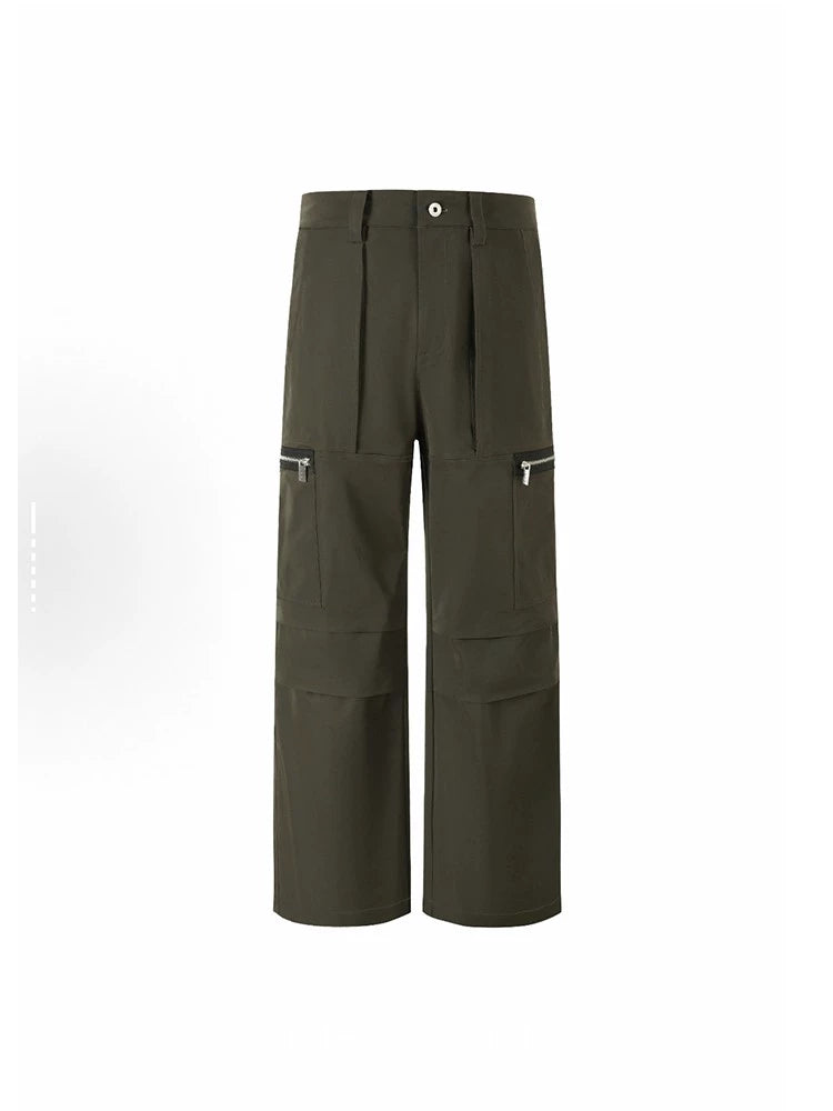 Layered Pockets Wide-Leg Utility Cargo Pants
