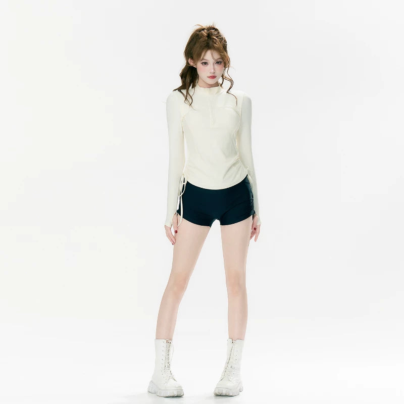 Ivory Crest Long-Sleeve Ruched Surf