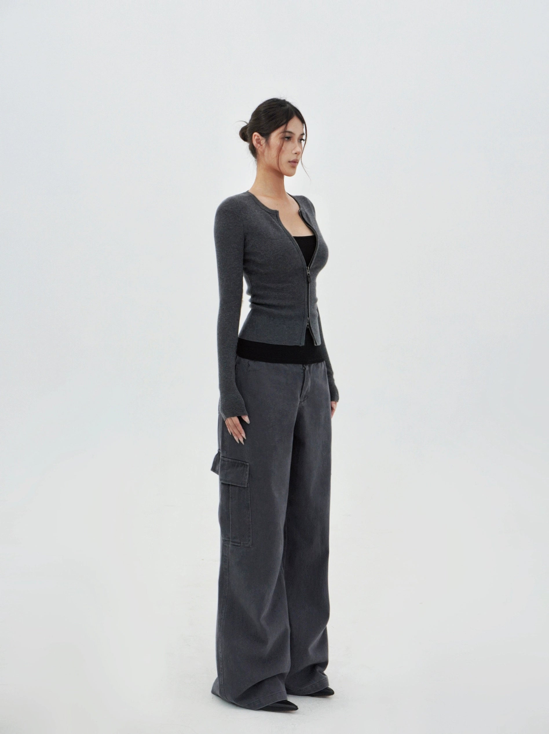 Mid-Rise Wide-Leg Cargo Pants