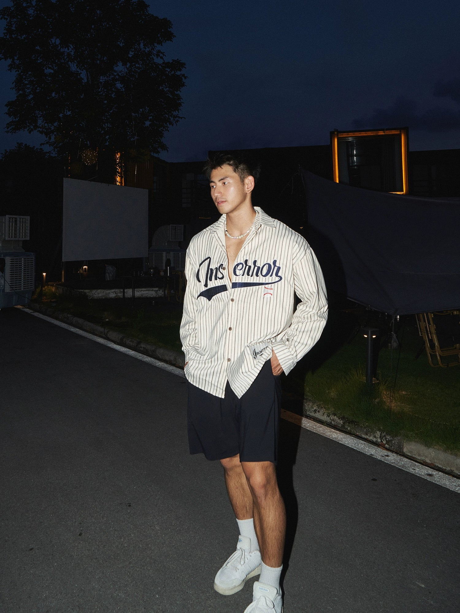 Pinstriped Baseball Style Shirt