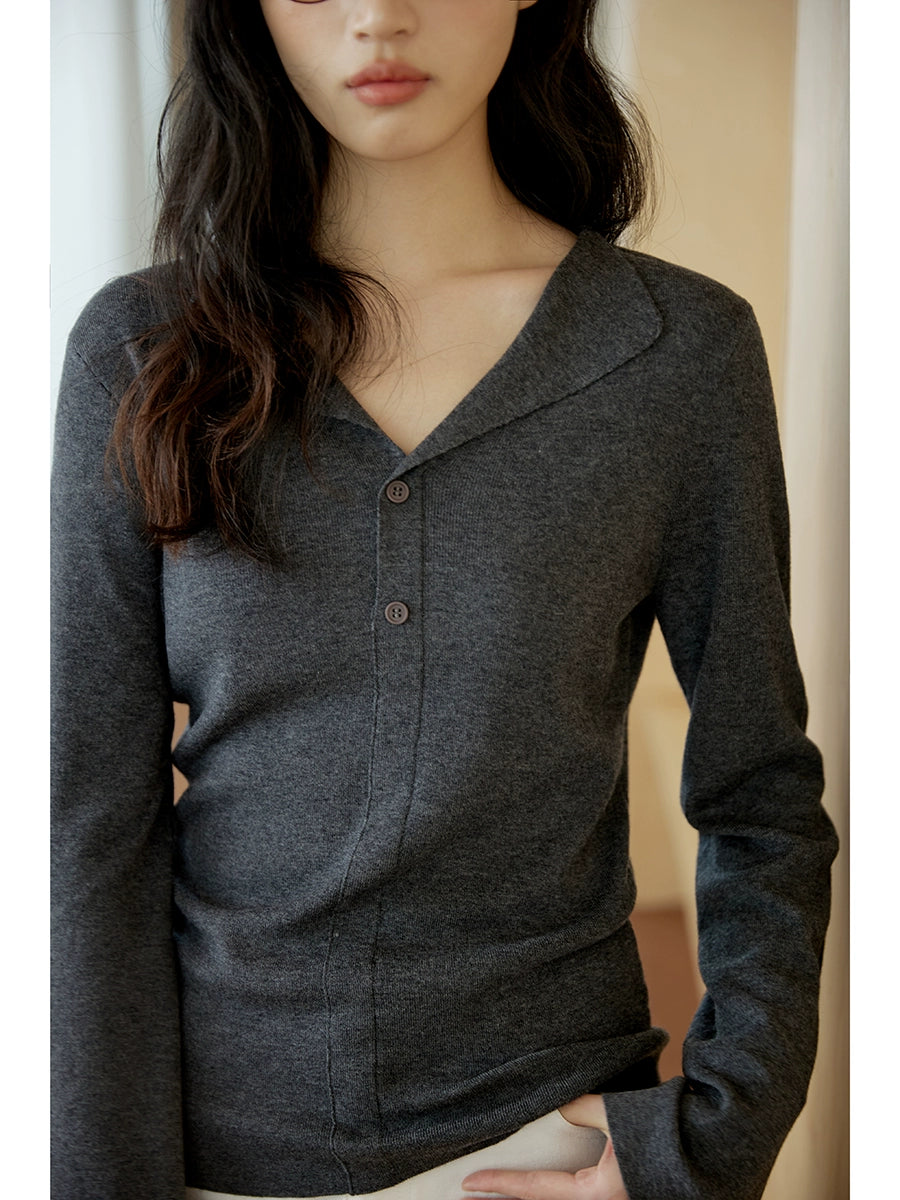 Collar V-neck Knitted Sweater