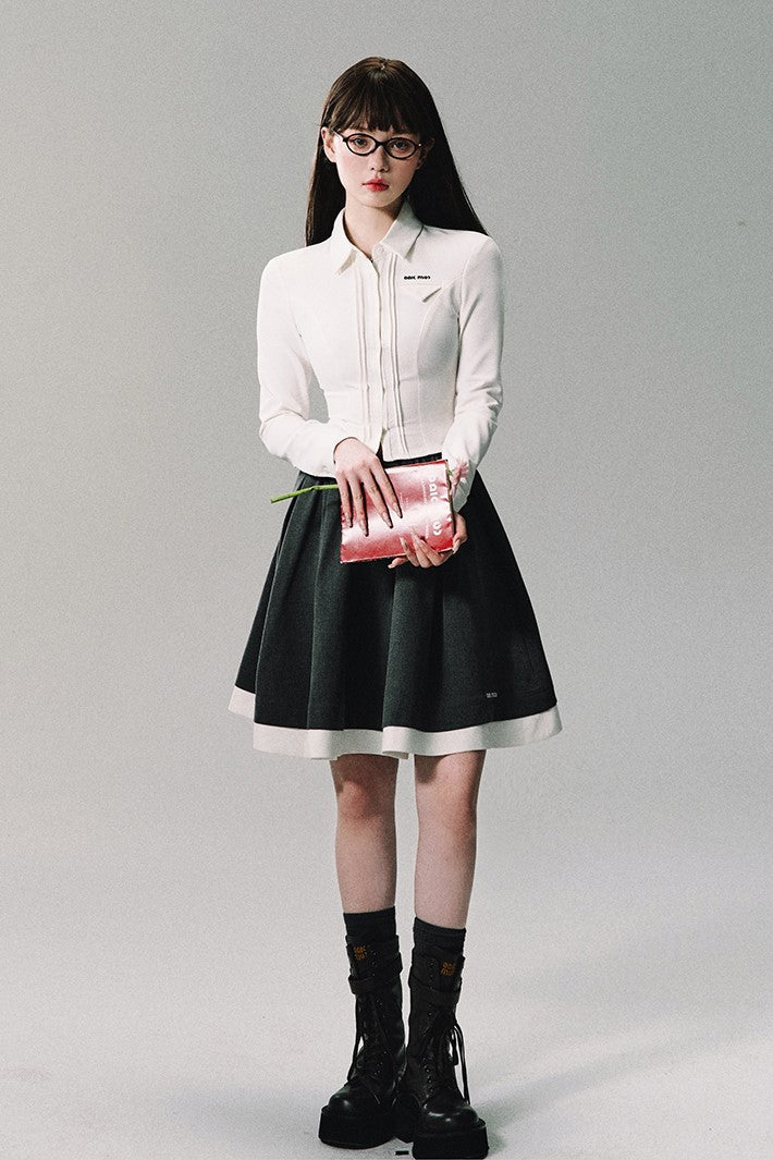 Contrast Trim School Skirt