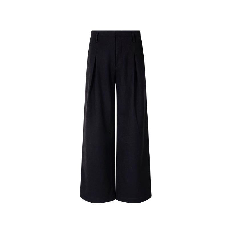 Solid Color Pleated Trousers - chiclara