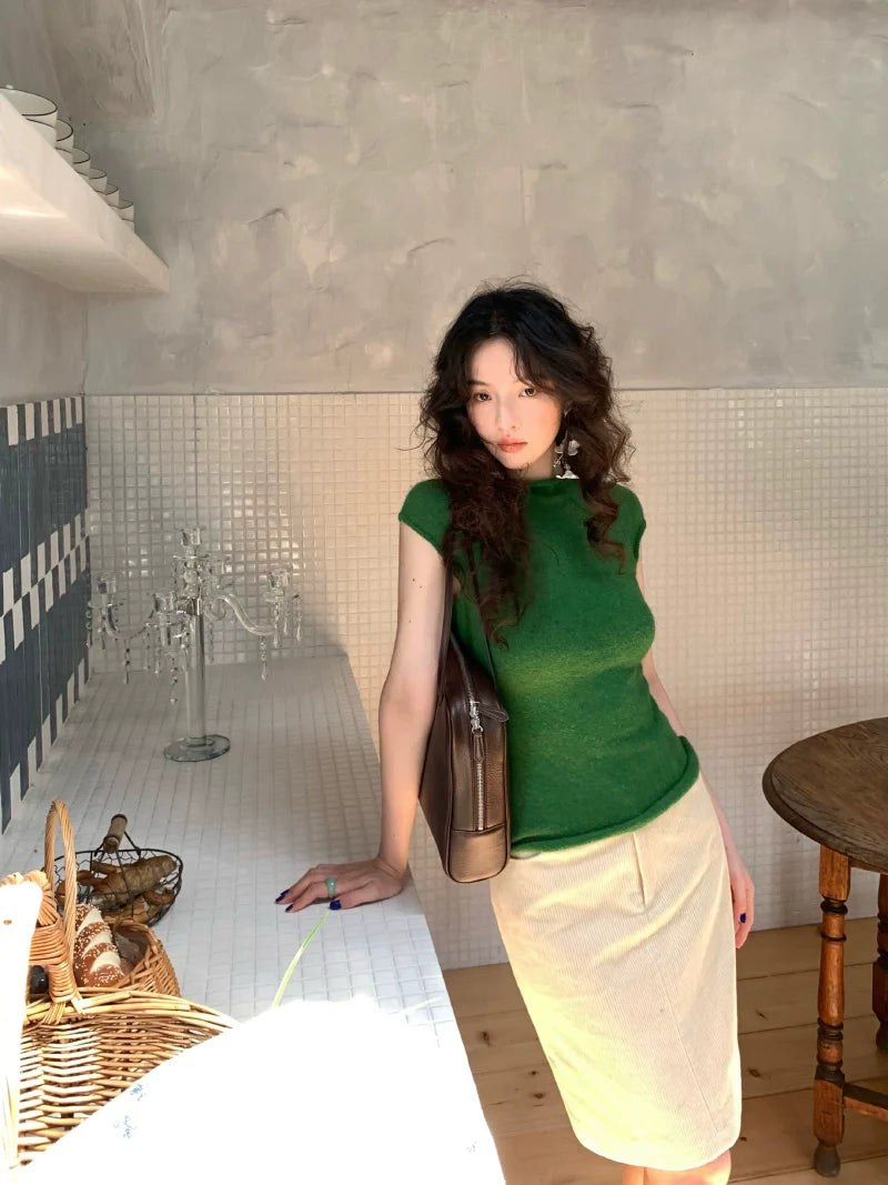 Corduroy Button-Front Mini Skirt