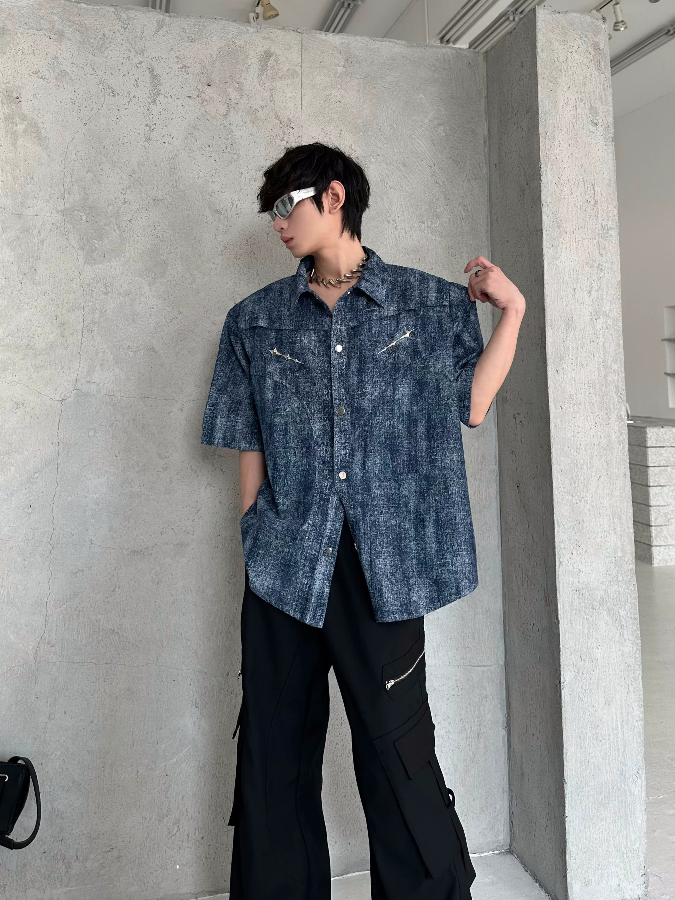 Slate Static Zip Detail Shirt