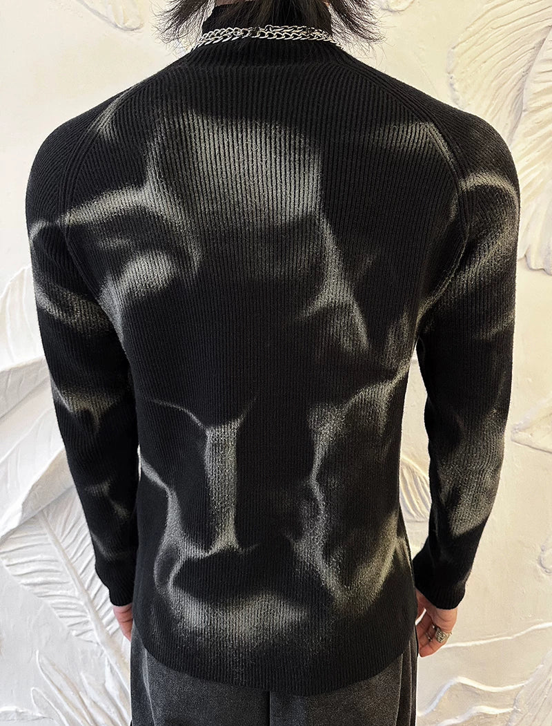 Nebula Fade Ribbed Turtleneck Sweater