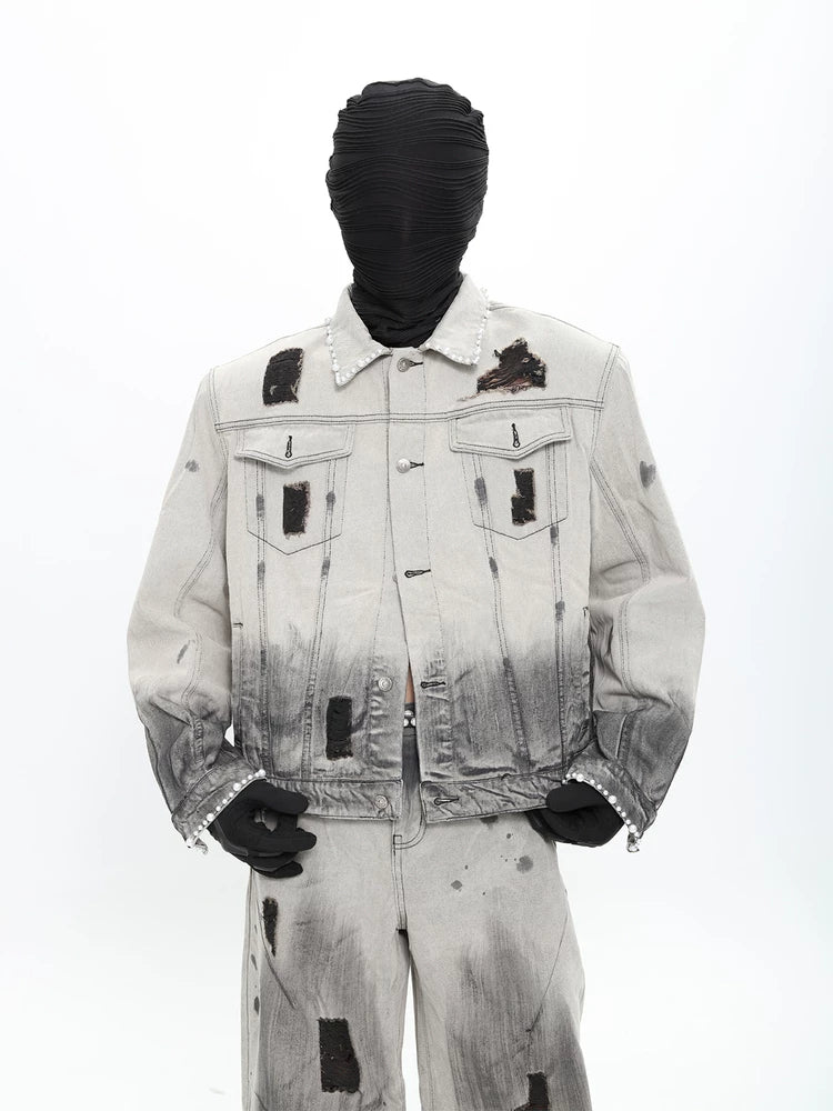 Ashfall Relic Pearl-Distressed Denim Jacket