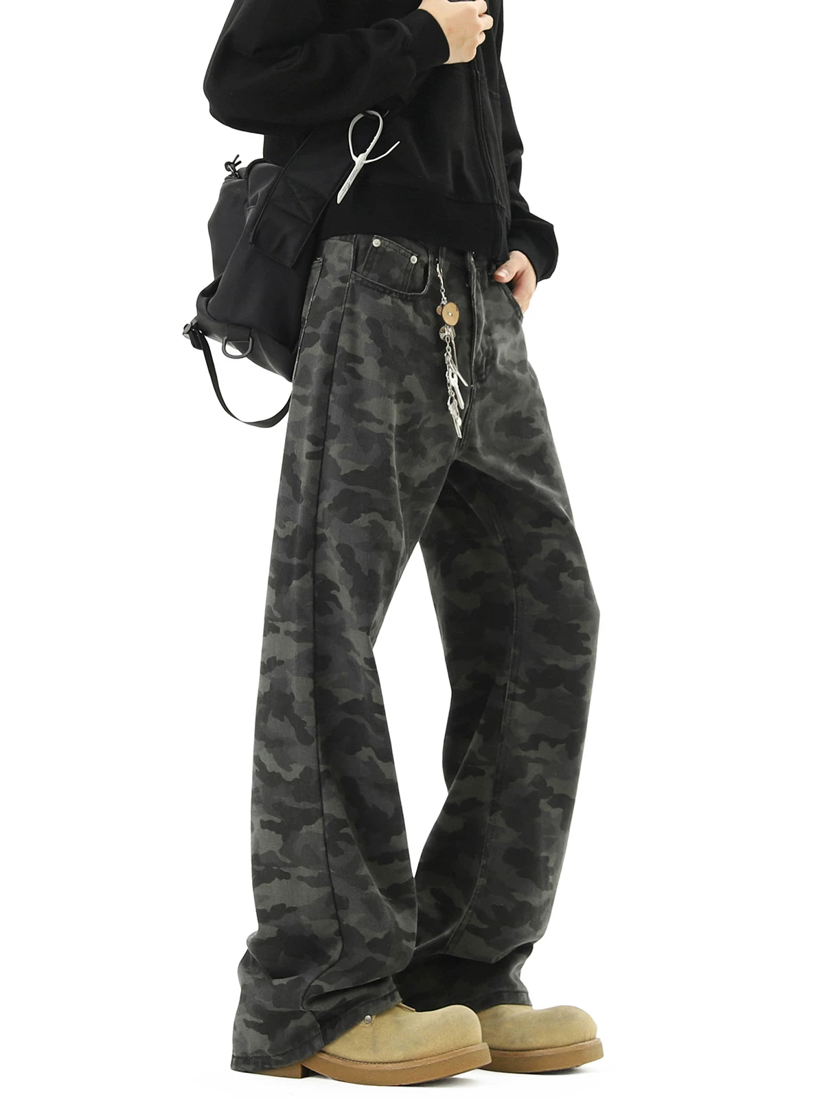 Shadow Camo Ultra‑Wide Street Jeans