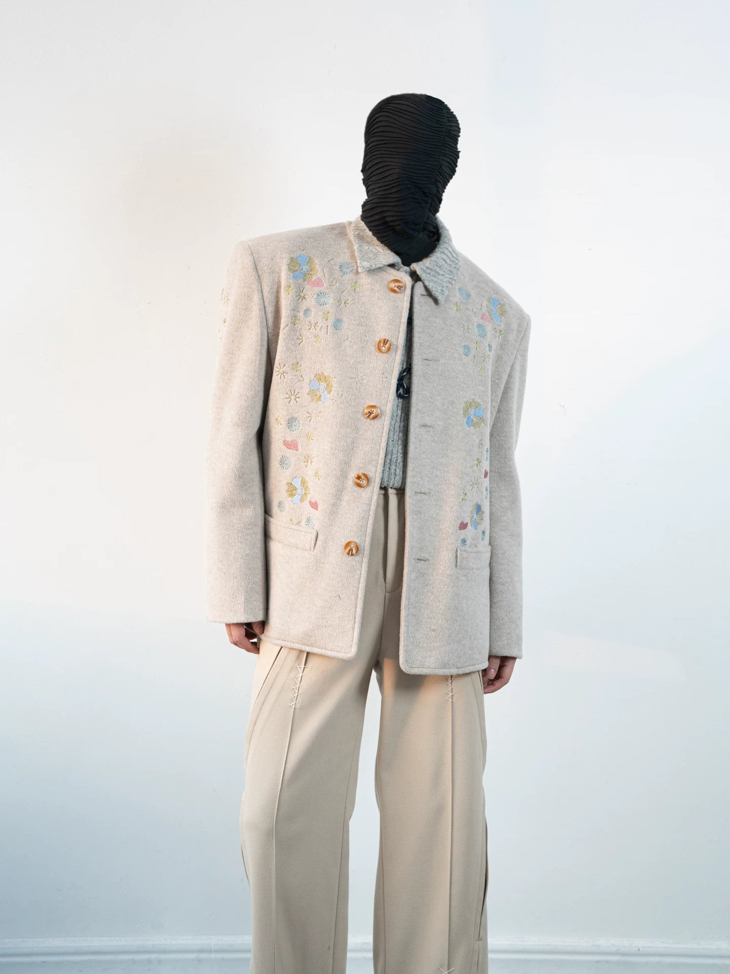 Blush Meadow Embroidered Wool Jacket
