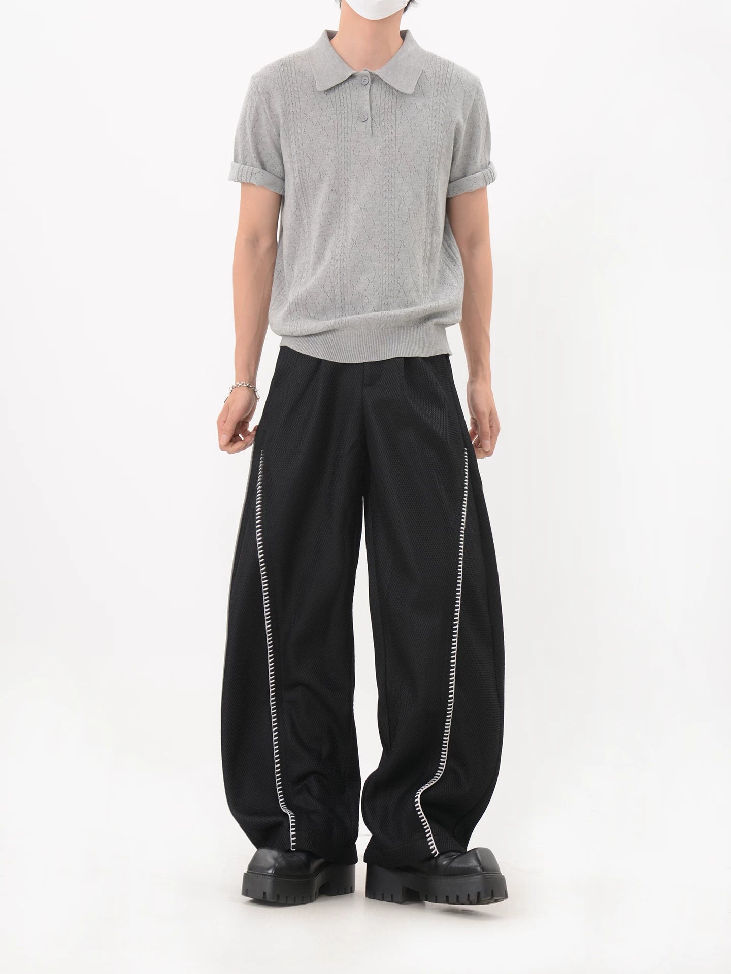 Frost Textured Lattice Knit Polo