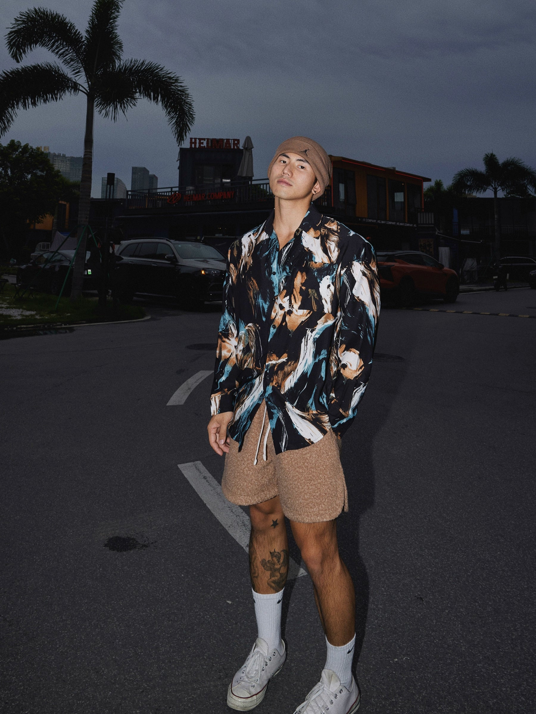 Abstract Print Button Shirt