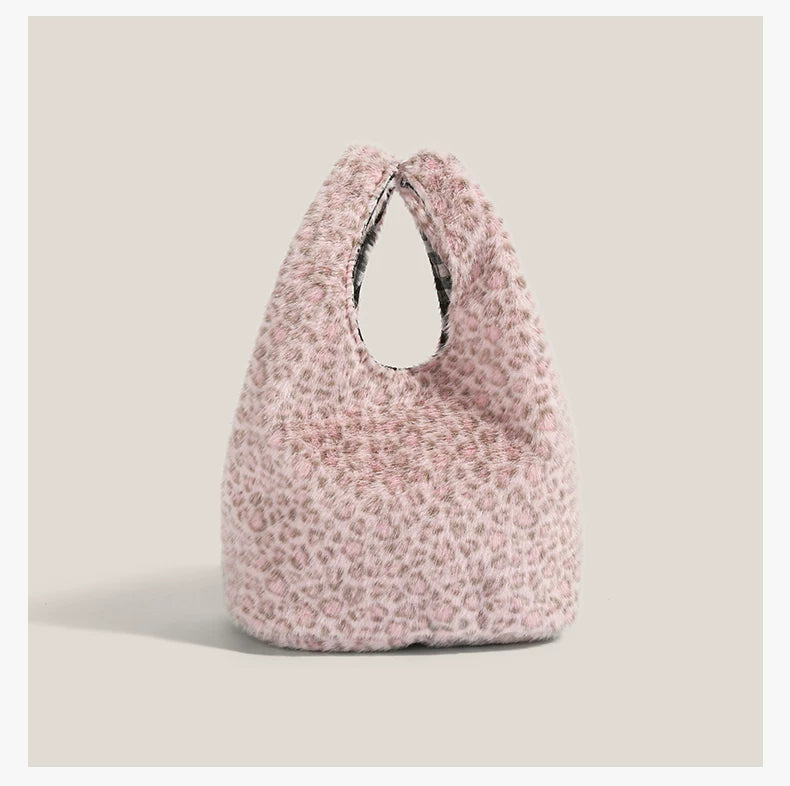 Blush Snow Leopard Plush Tote