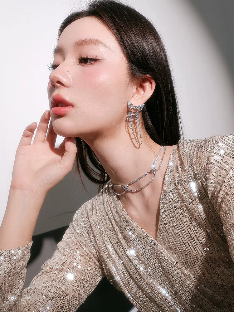 Rain Butterfly Chain Drop Earrings - view 3