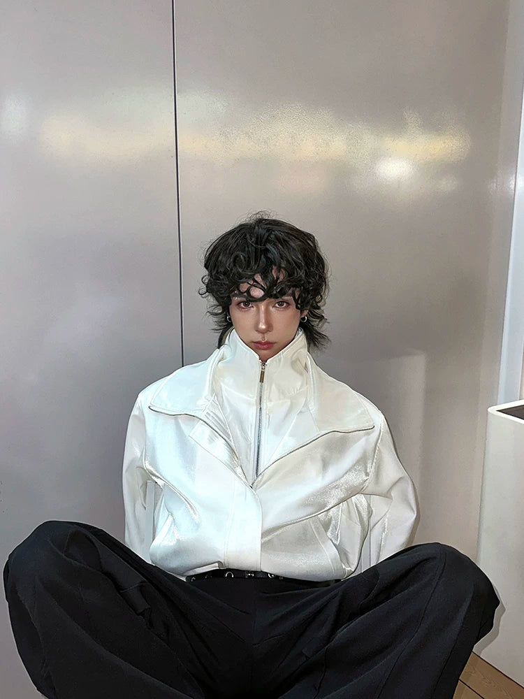 Nebula Gloss High-Collar Zip Jacket
