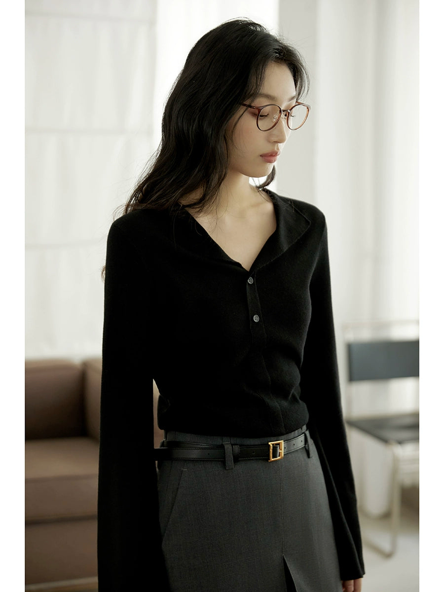 Collar V-neck Knitted Sweater