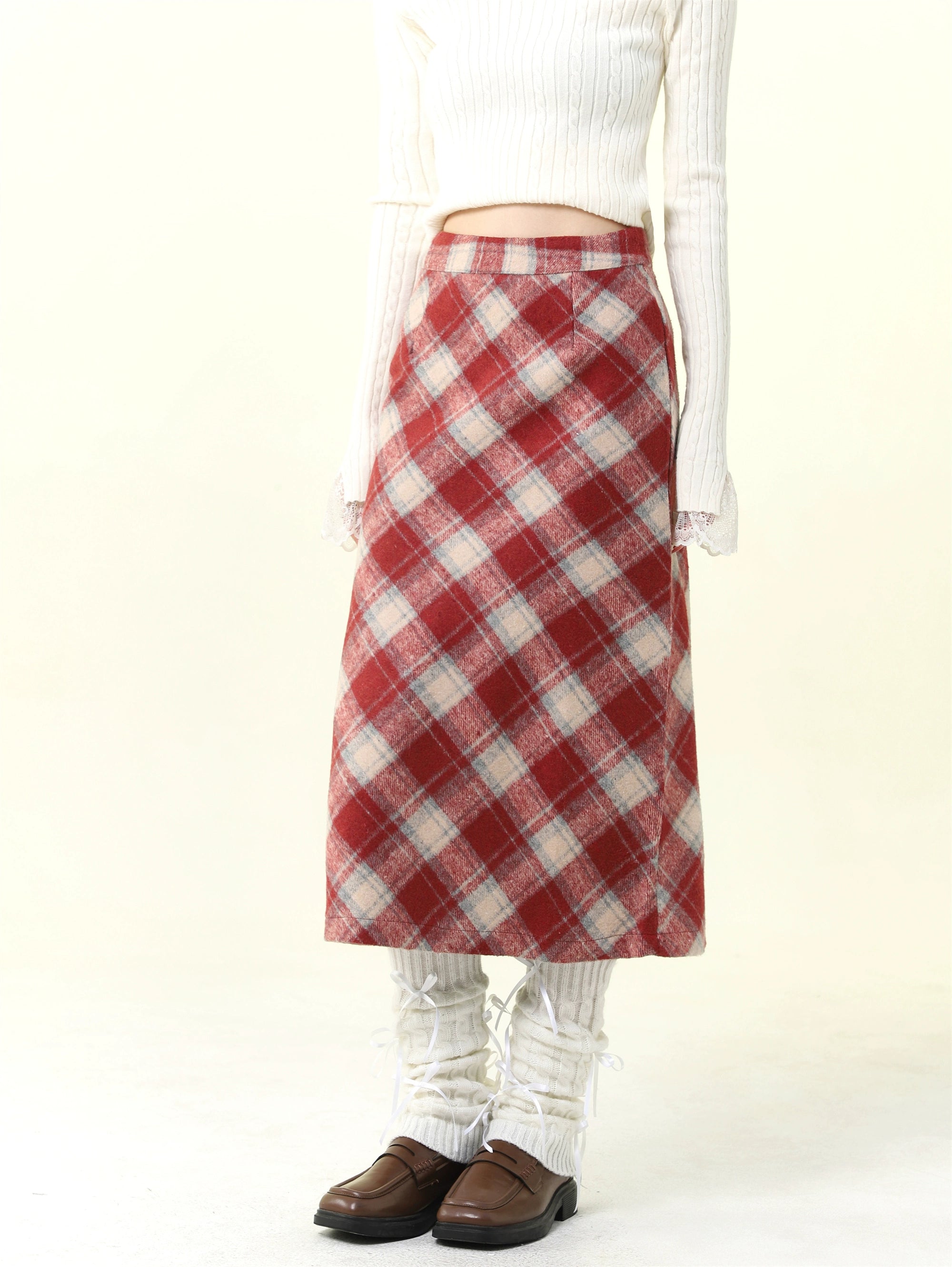 High-Waisted Plaid Skirt