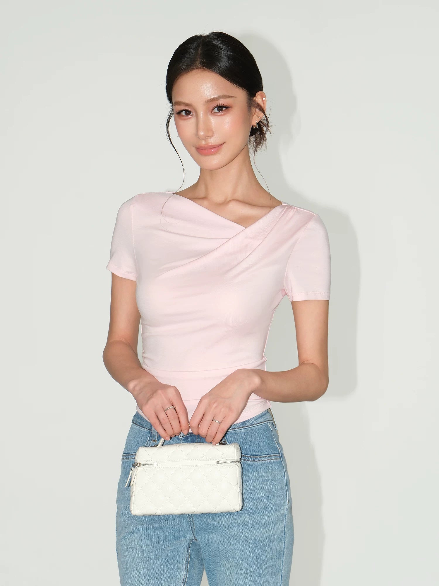 Asymmetric Off Shoulder Ruched Top
