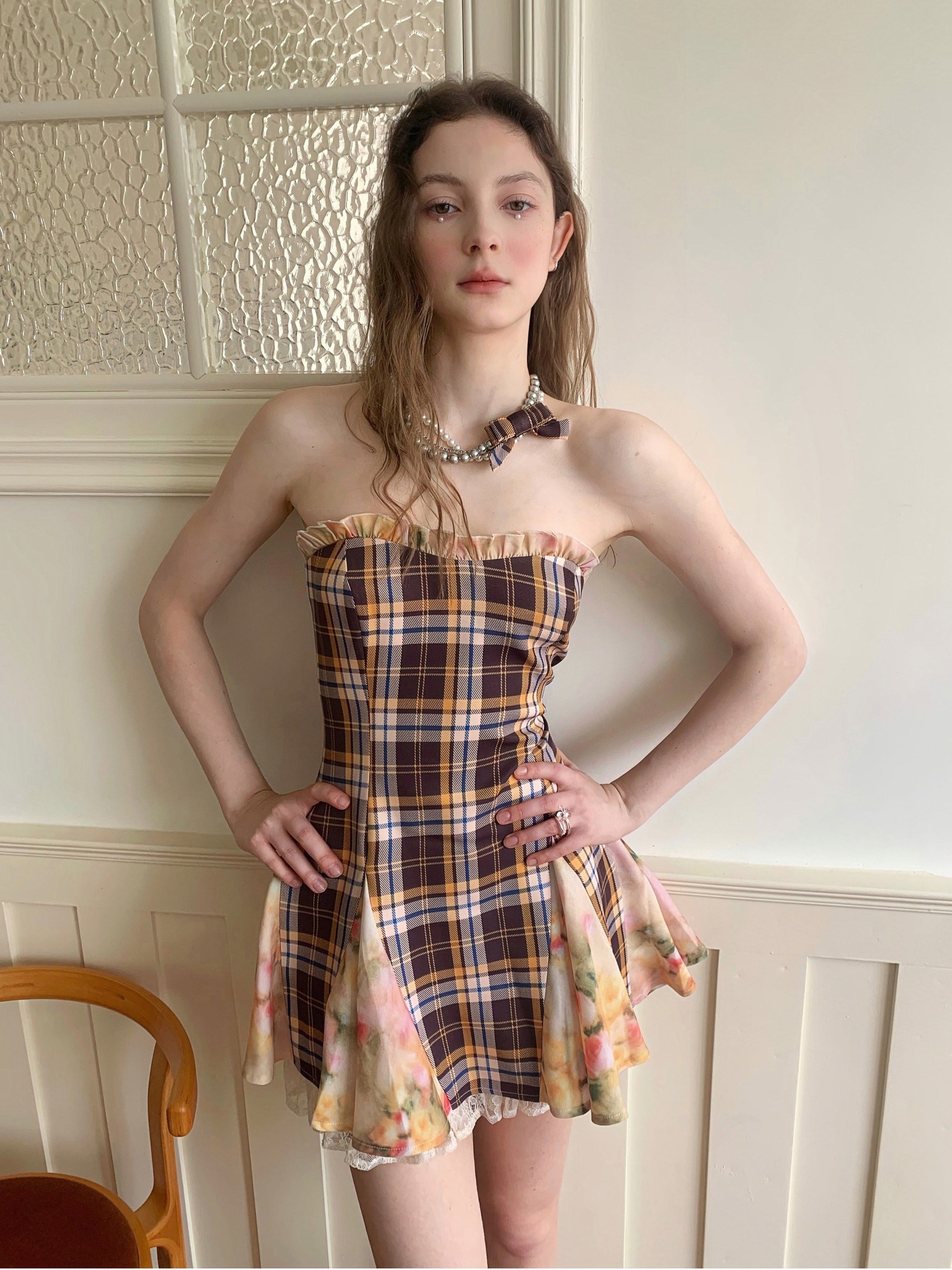 Plaid Corset Mini Dress