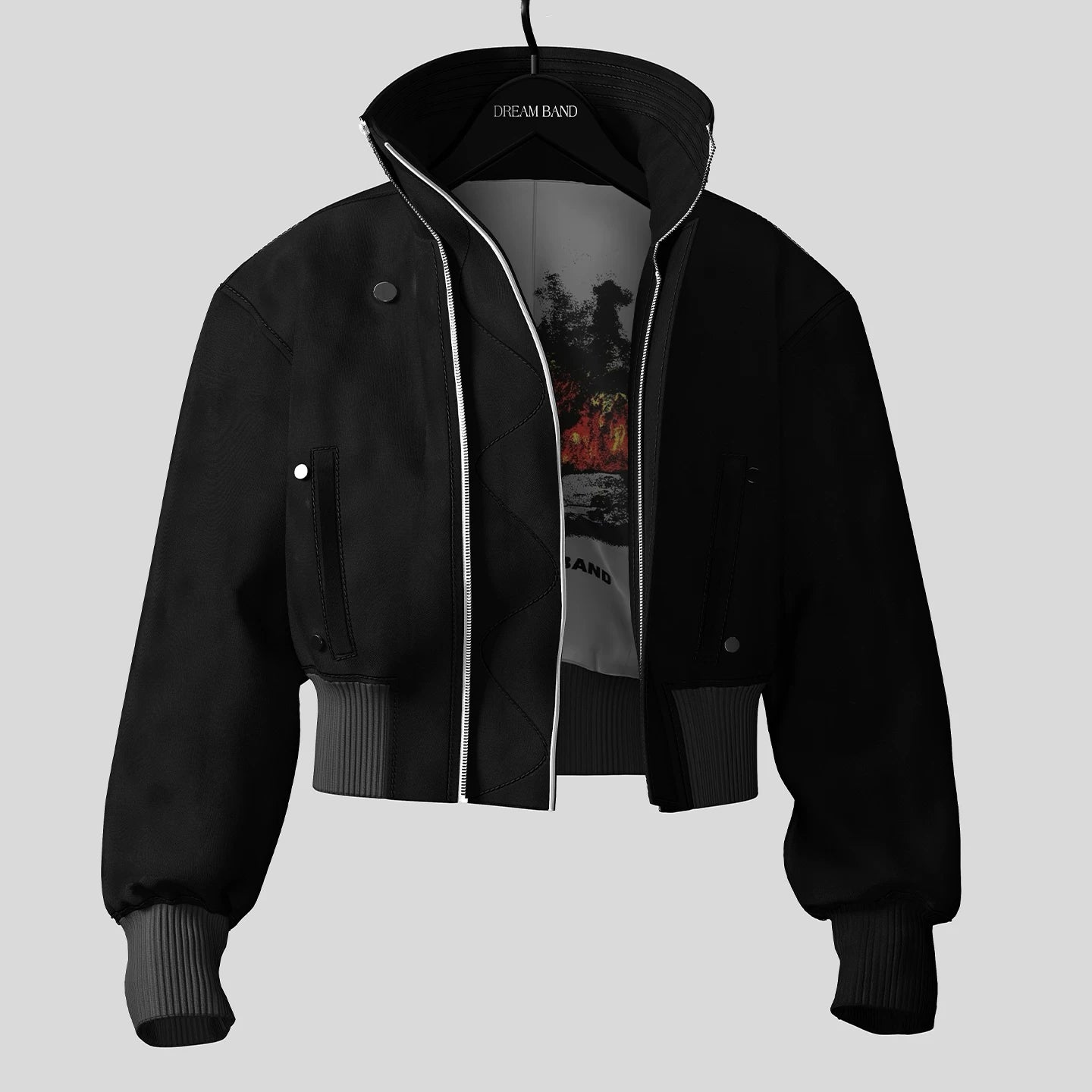 Ashfall Horizon Cropped Bomber Jacket