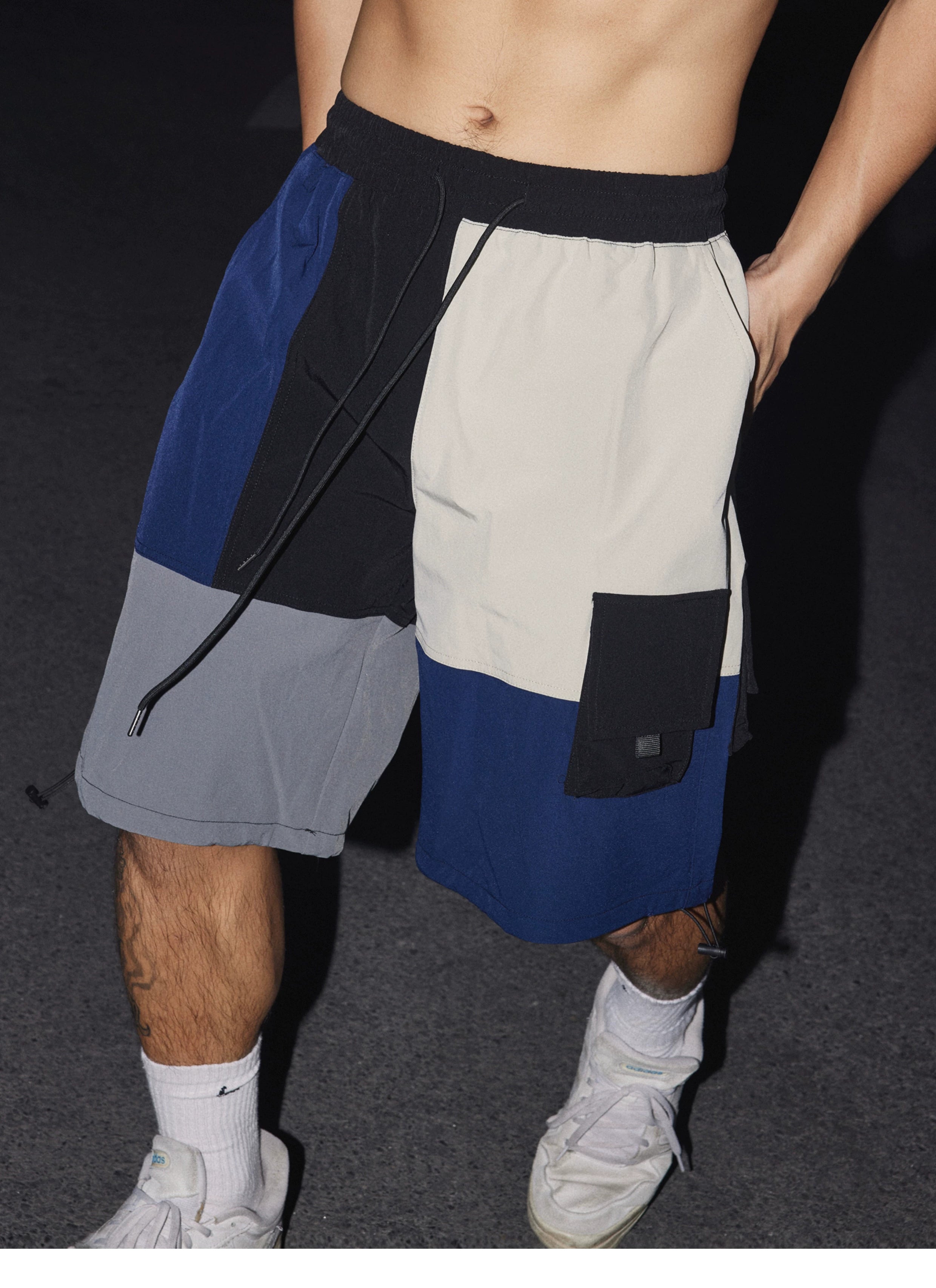 Colorblock Patchwork Shirt and Shorts Setup