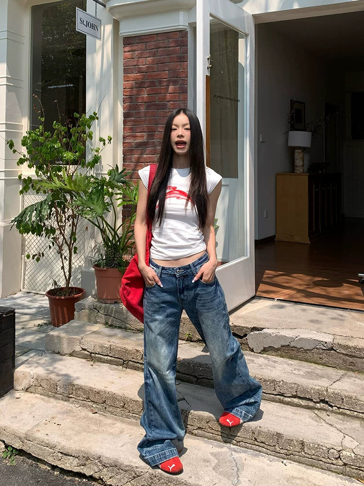 Sun-Faded Classic Wide-Leg Jeans