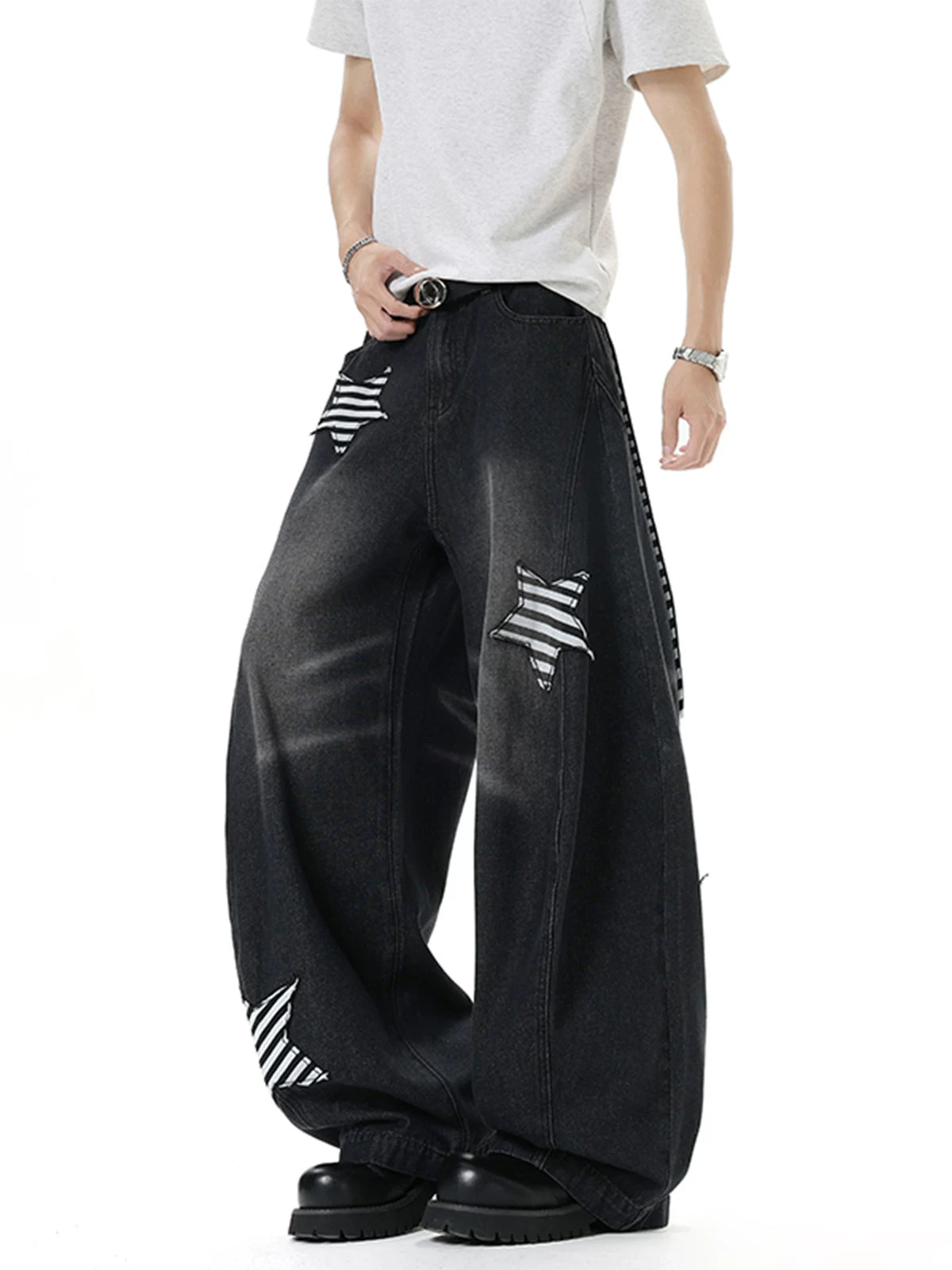 Midnight Stripe Star Balloon Jeans