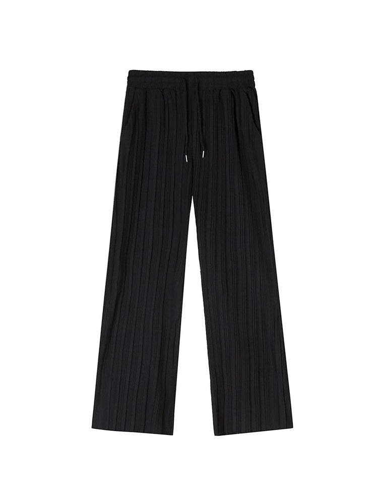 Ice Silk Casual Pleated Wide-Leg Pants With Draped Floor-Length Design - chiclara