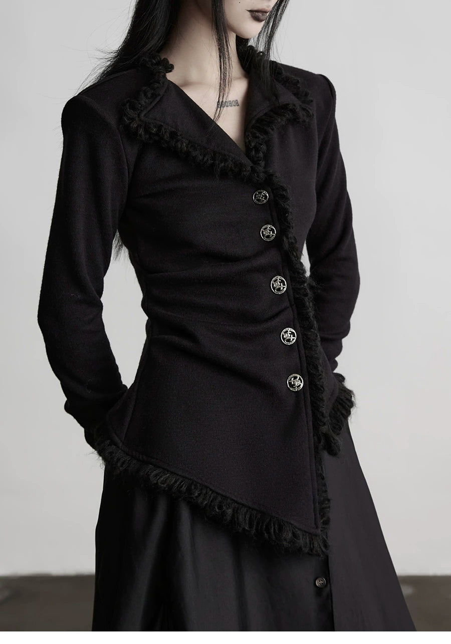 Black Asymmetrical Knit Jacket