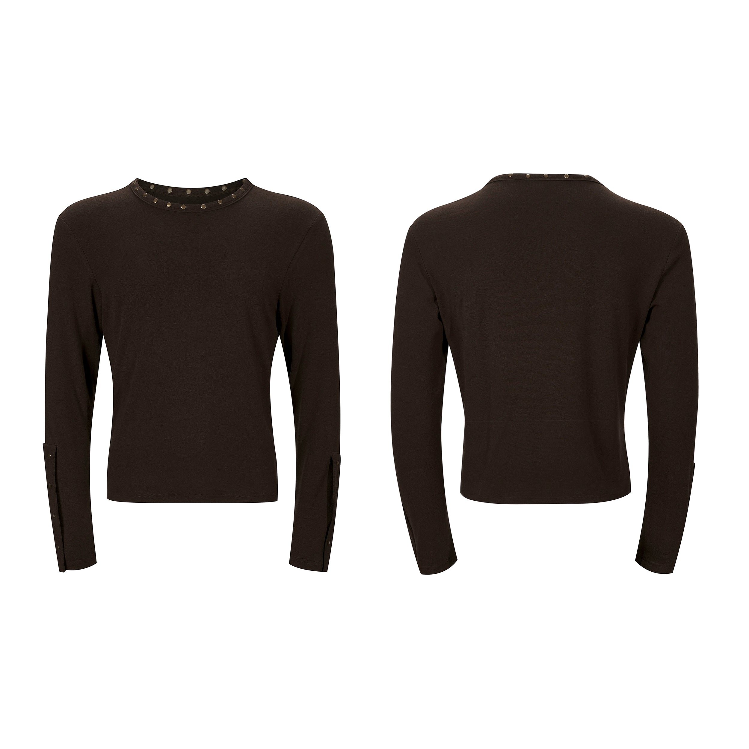 Long Sleeve Top with Studded Neckline and Cuffs