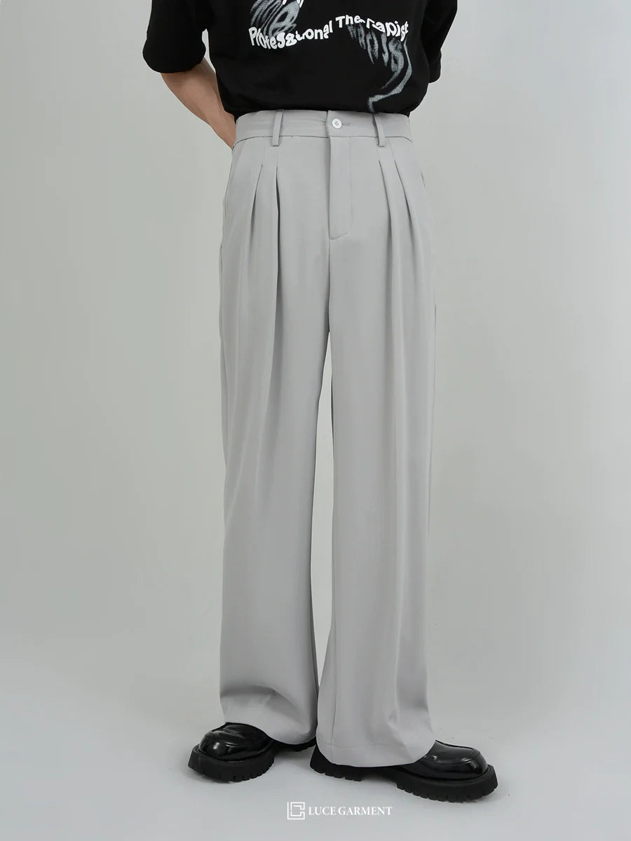 Pleated Wide-Leg Trousers
