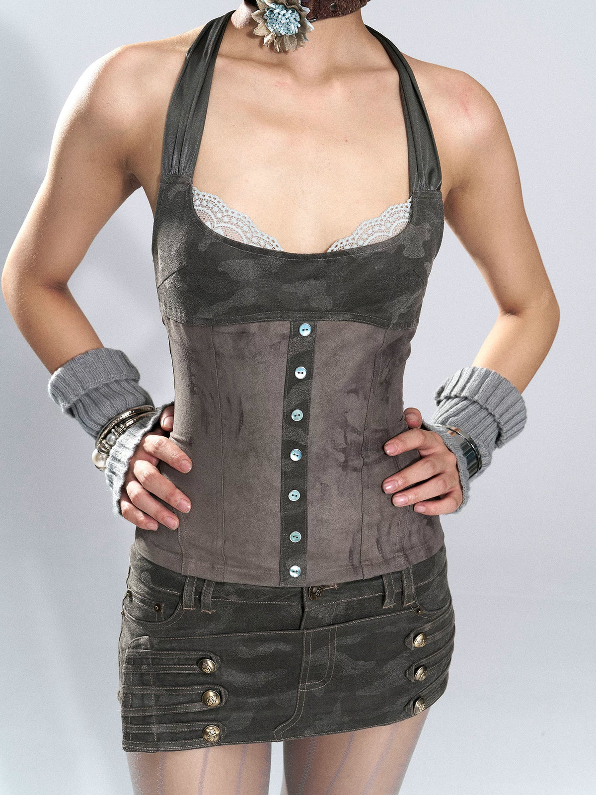 Gravestone Chain Detail Micro Shorts