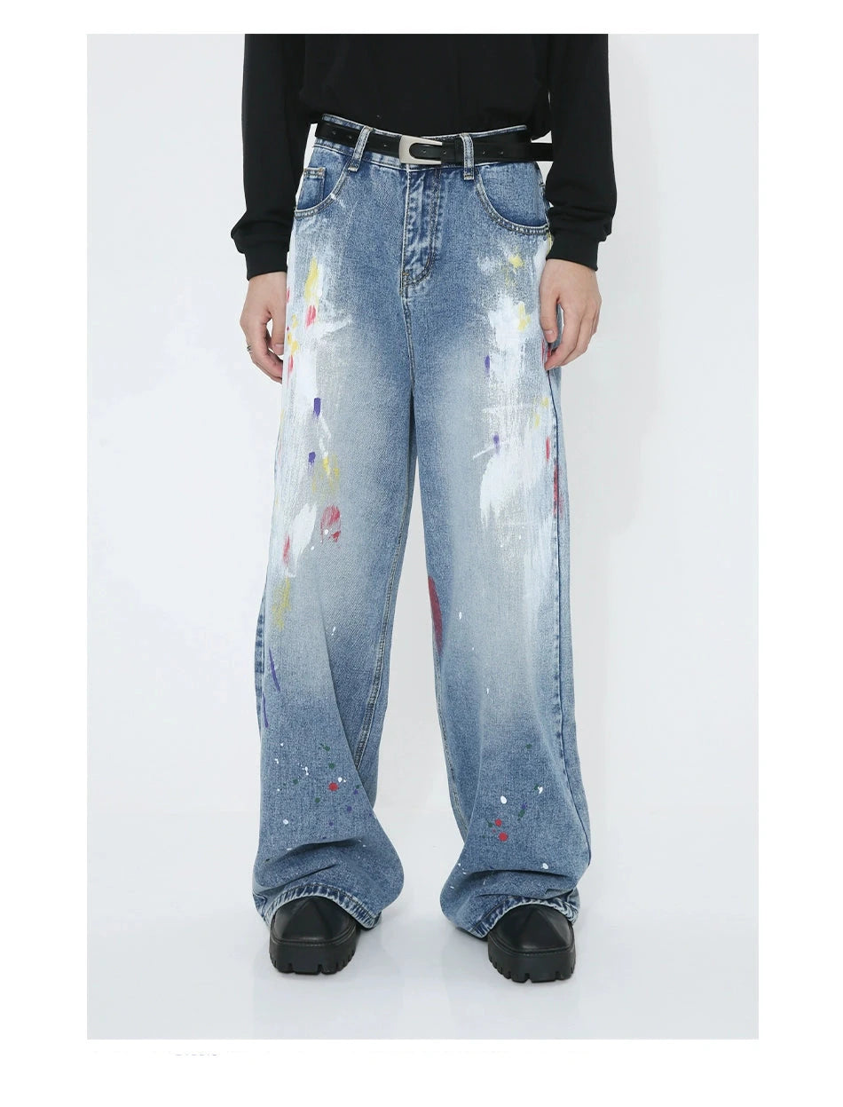 Voguo Relay Avant-Garde Splash Wide-Leg Jeans