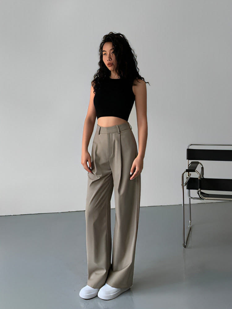 Drapey Wide-Leg Suit Trousers - chiclara