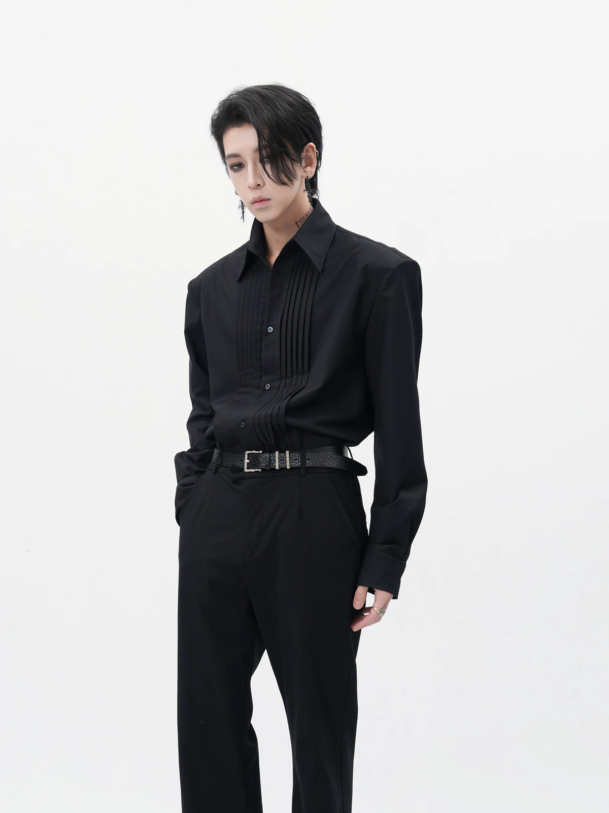 Pintuck Tuxedo Front Shirt