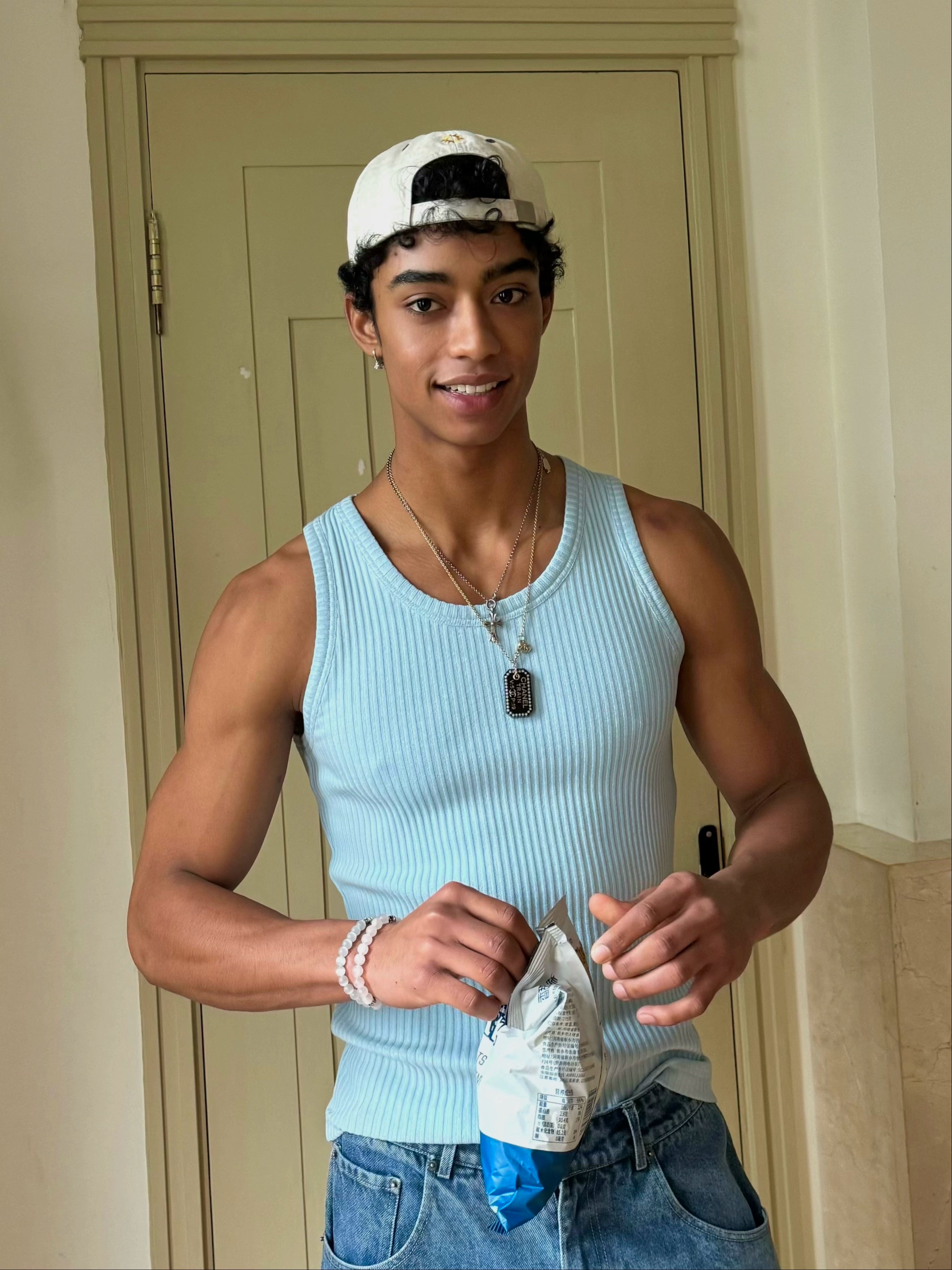 Blue Thick Ribbed Tank Top