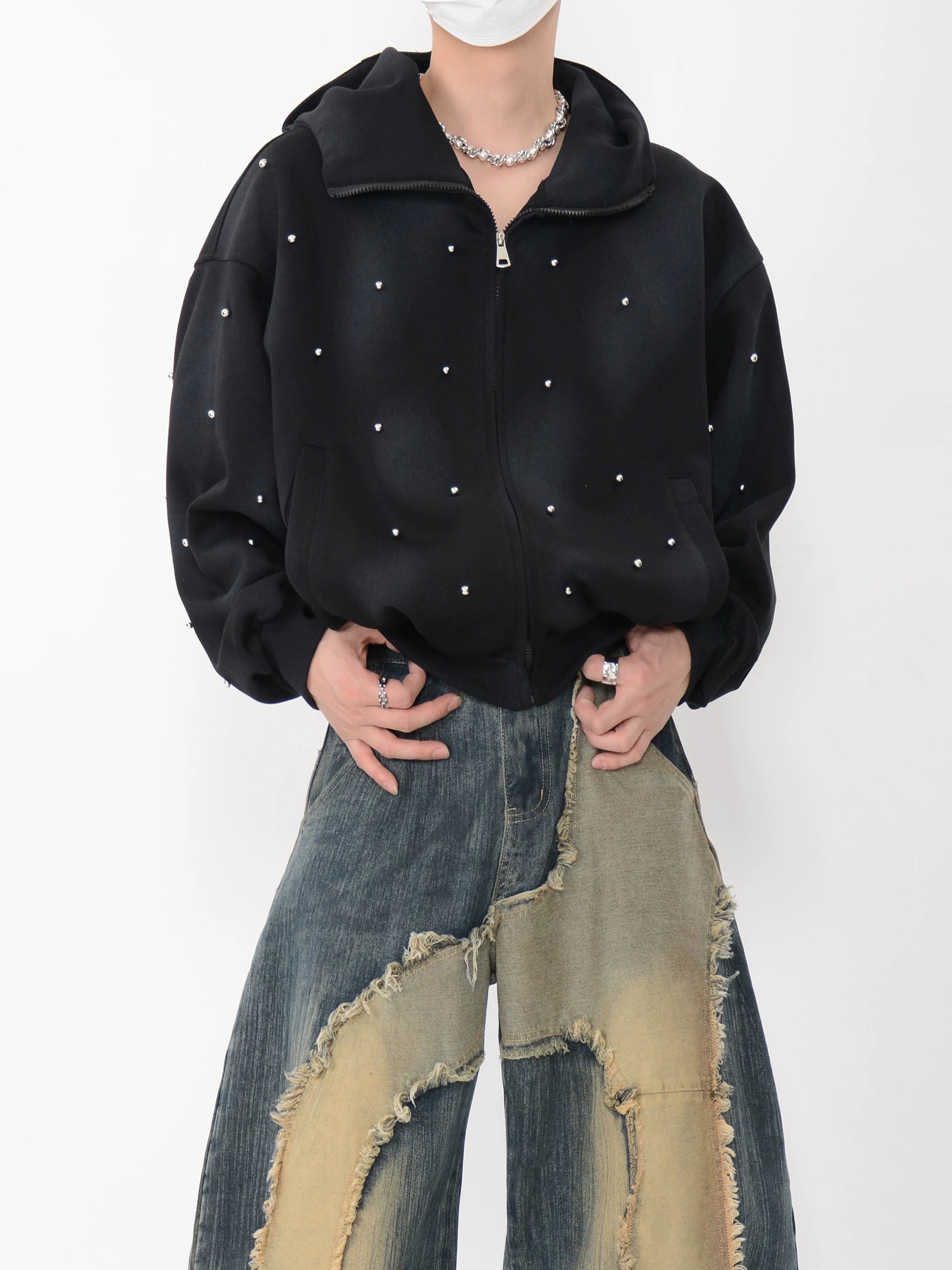 Stellar Drift Studded Zip Hoodie