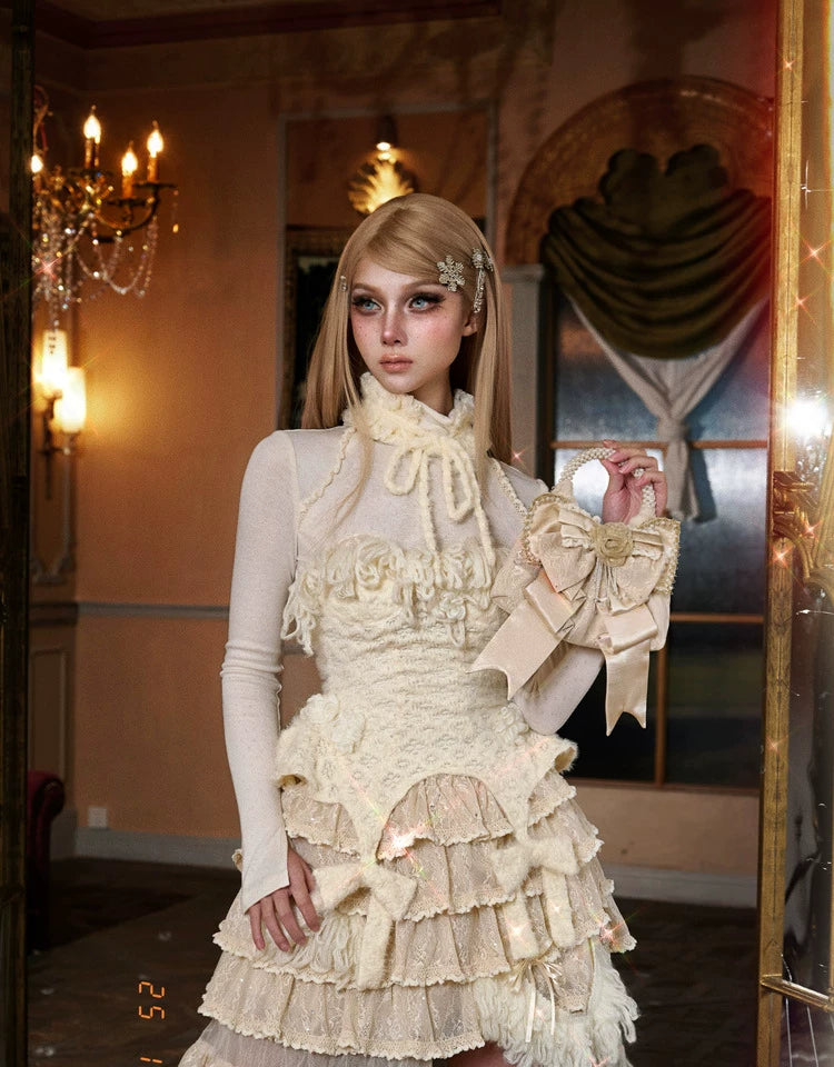 Ivory Fringe Knit Corset Top