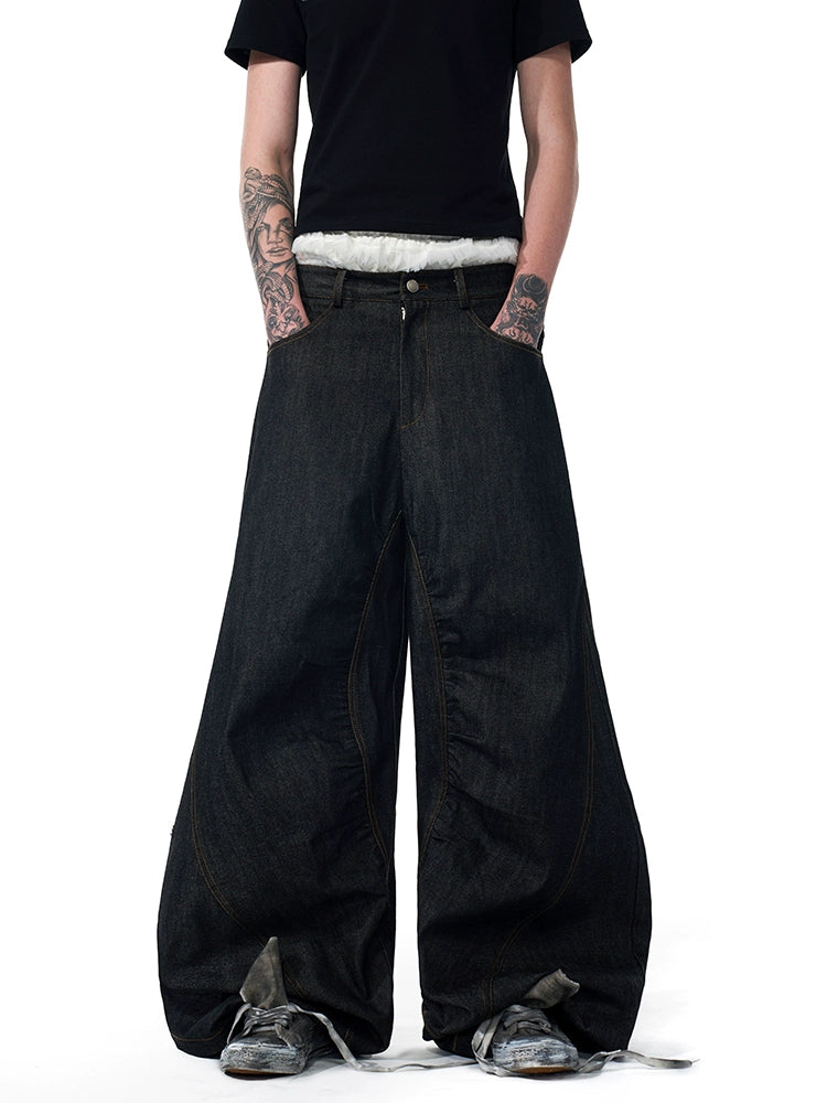 Black Pink Wide Leg Graphic Pants