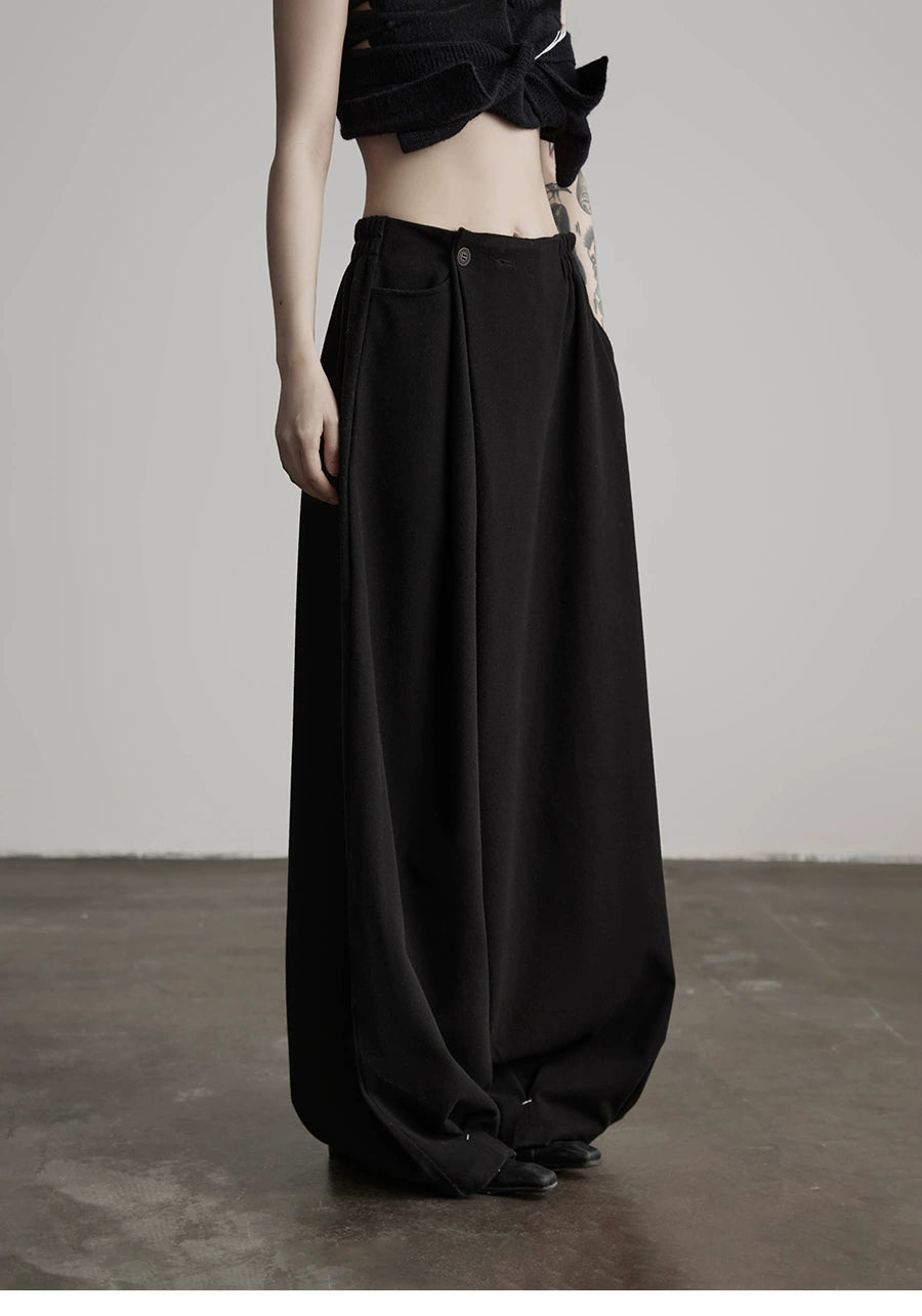 Black Wide-Leg Casual Dress Pants