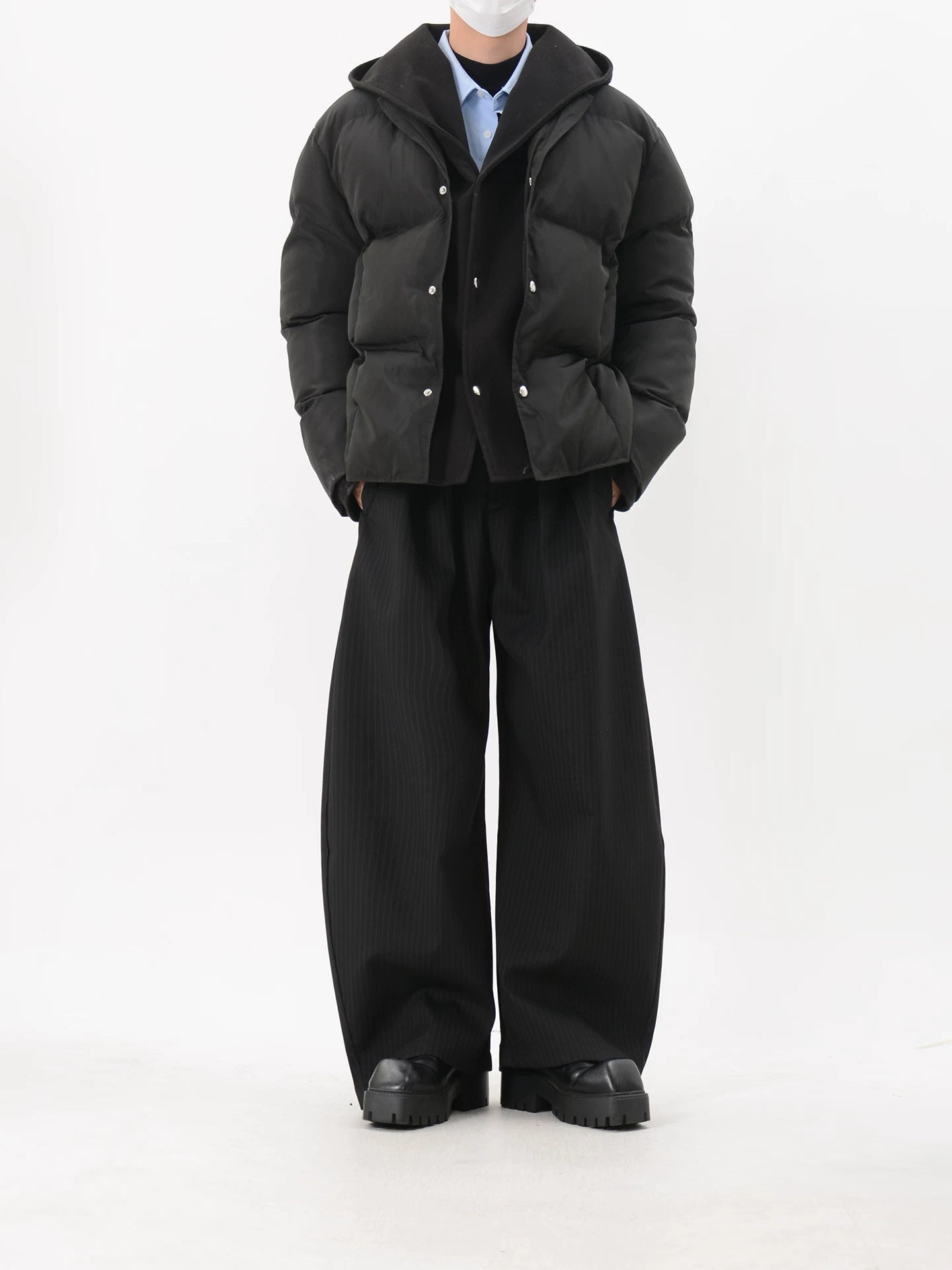 Hooded Snap-Button Puffer Jacket