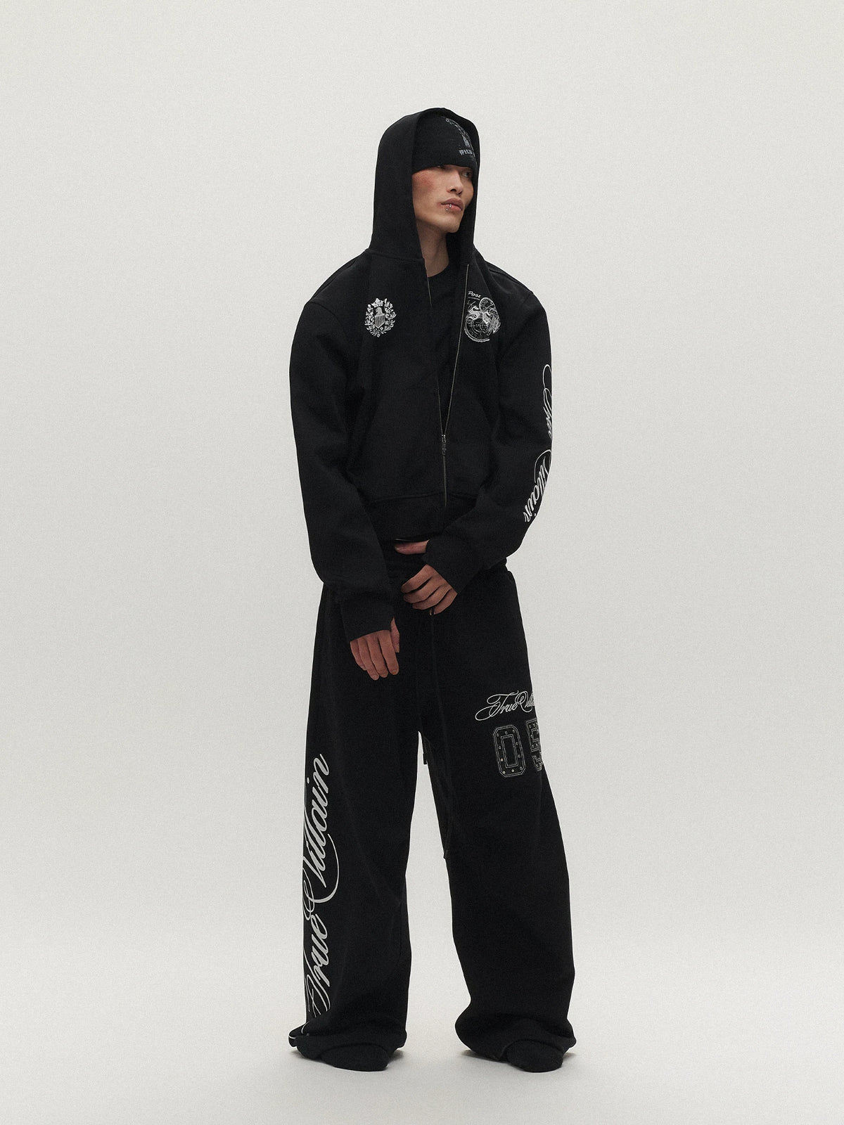 Midnight Crest Script Zip Hoodie