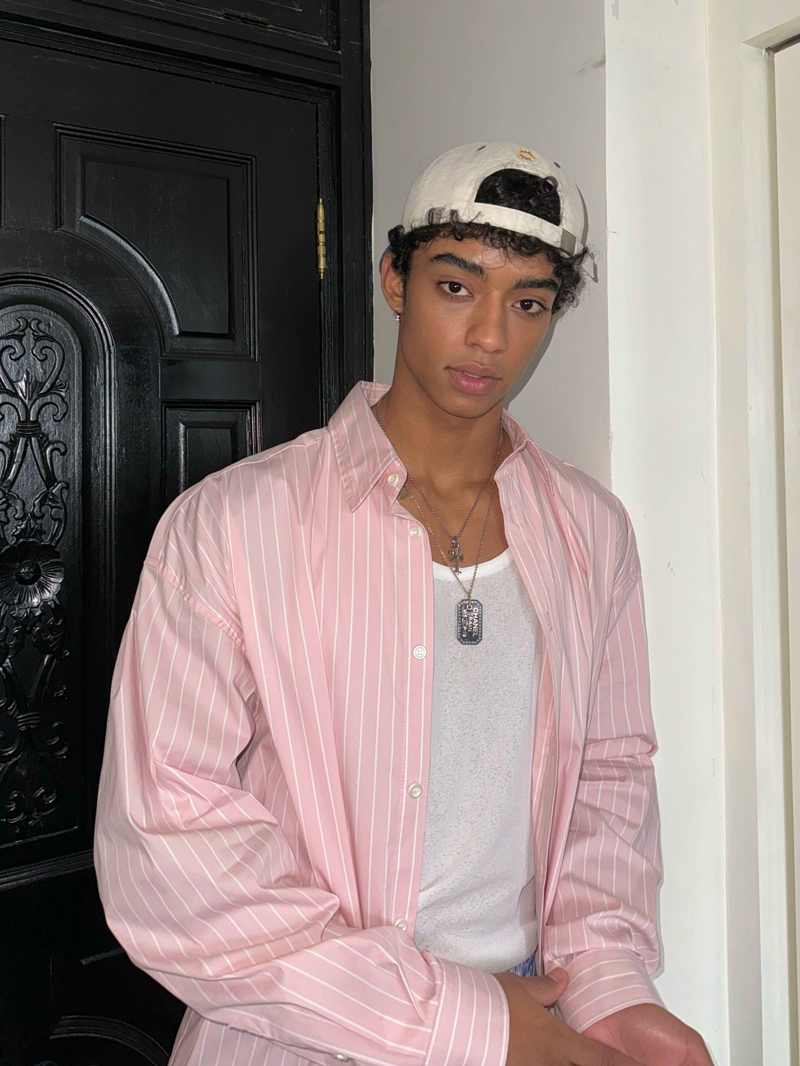 Weave Studio Layered Polo And Pinstripe Shirt Set - Black Ctv Logo Polo Over Pink Button-Down