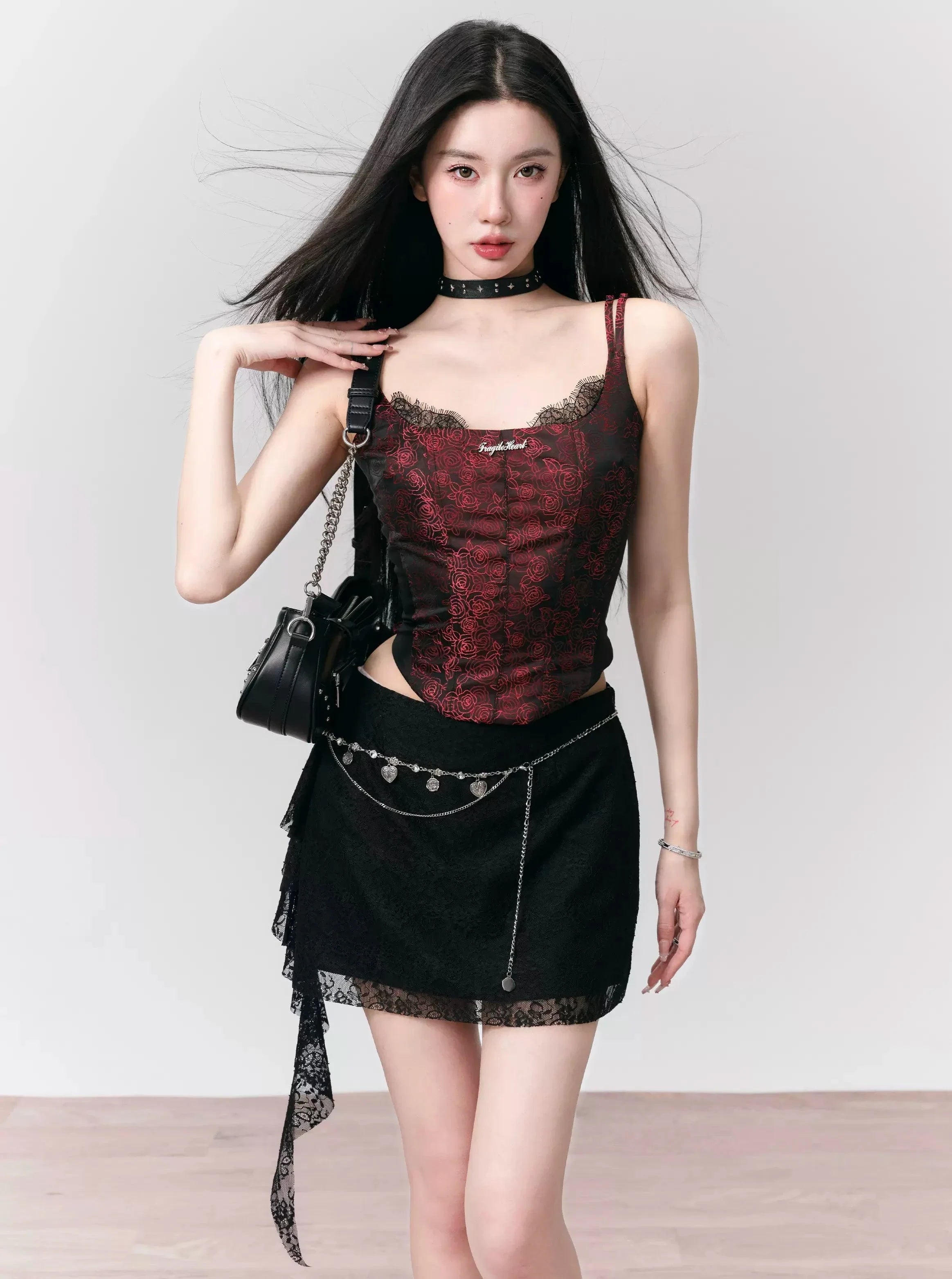 Luxe Burgundy Velvet Camisole: Lace-Trimmed Corset Top with Adjustable Straps