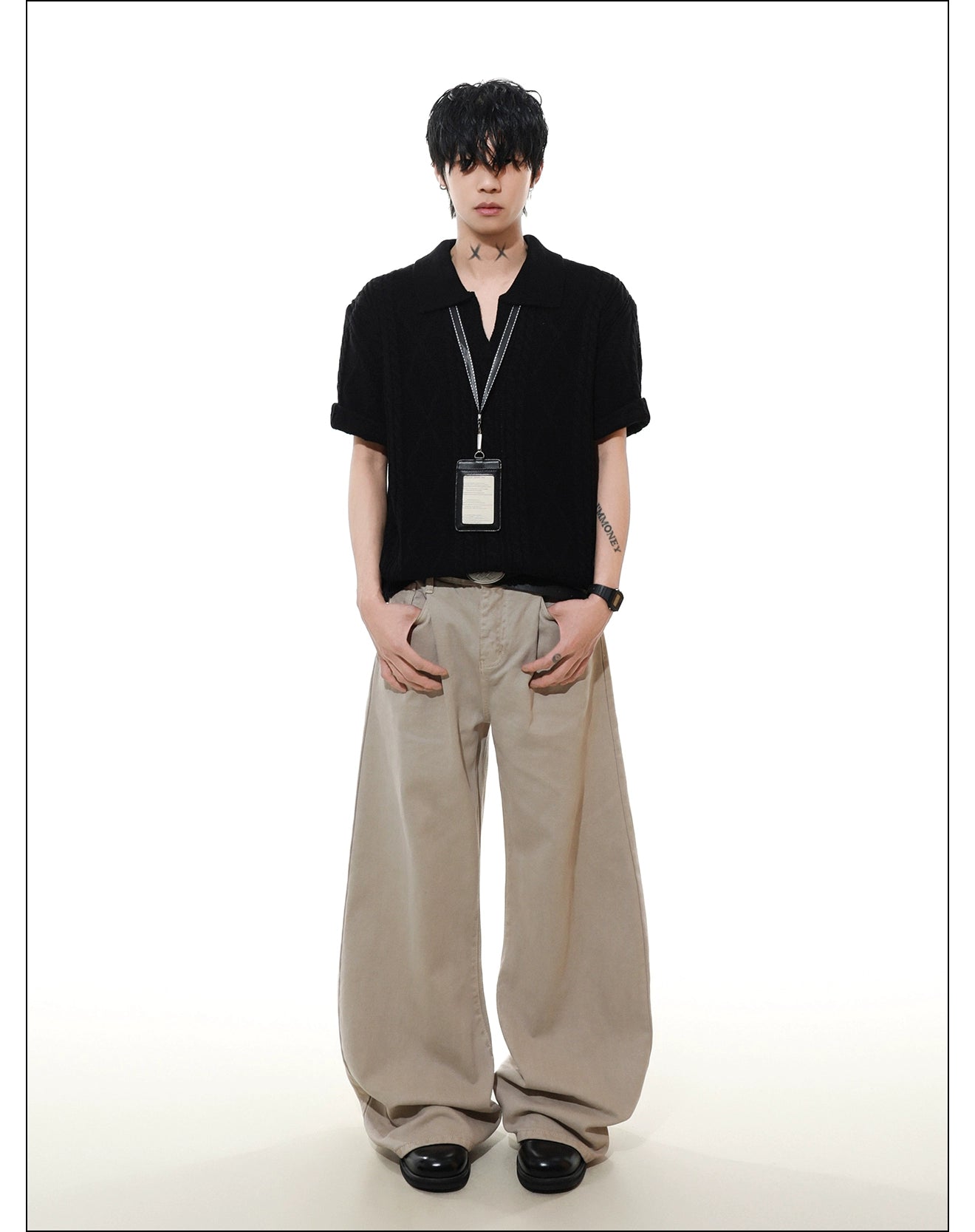 Sandstone Cable Knit Polo Tee