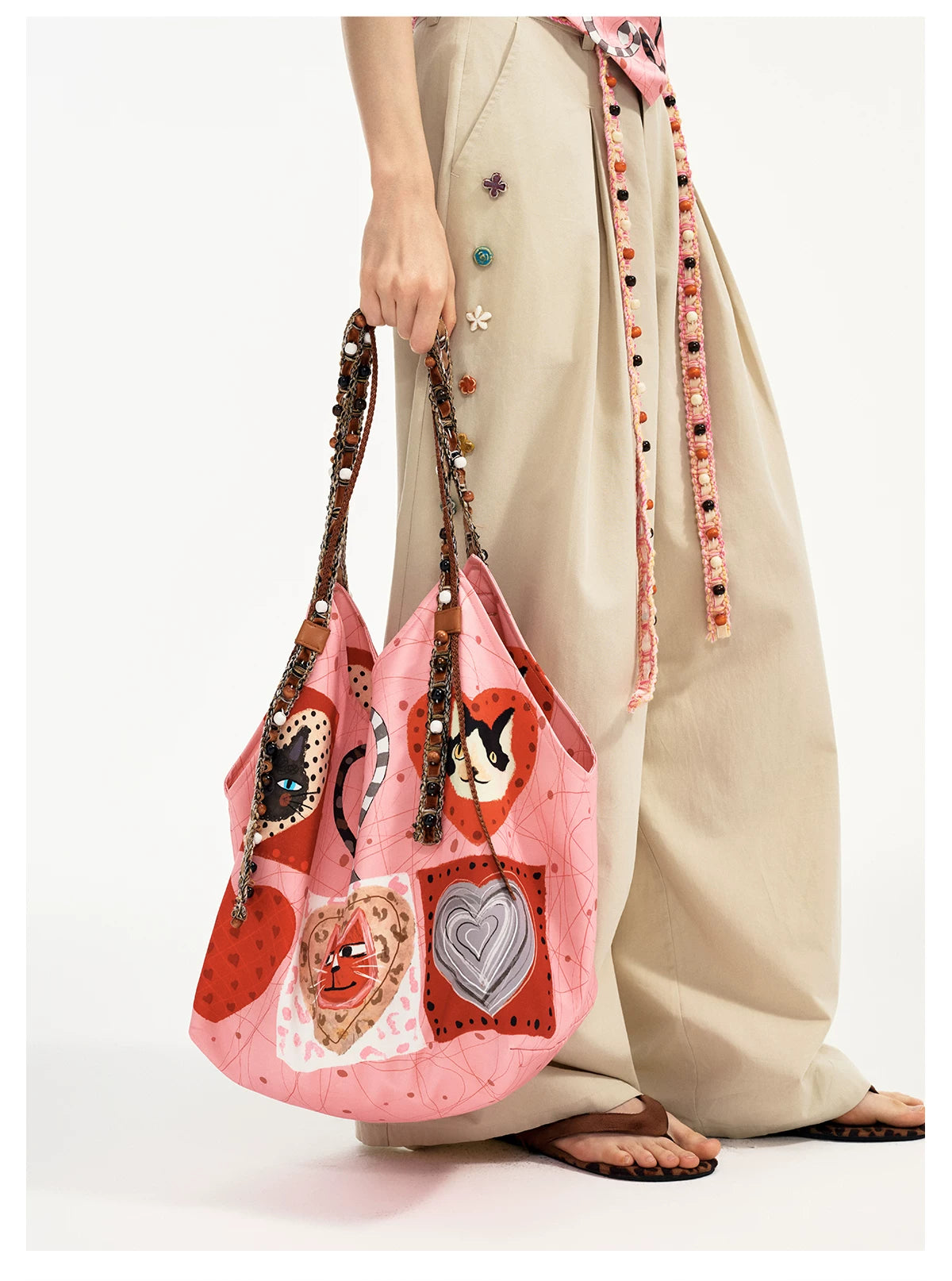Candy Hearts Kitty Patchwork Tote